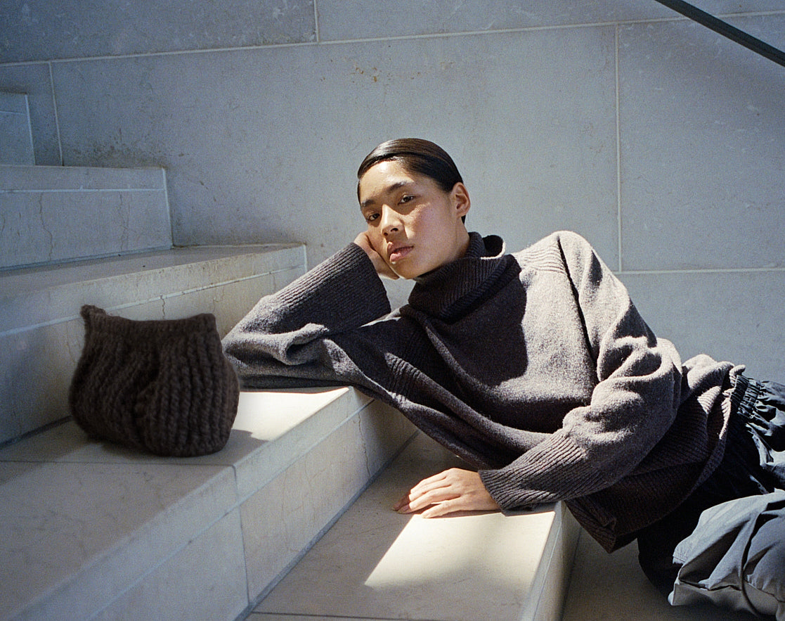 MONTHLY PRE ORDER - Shell Crochet Clutch Dark Chocolate