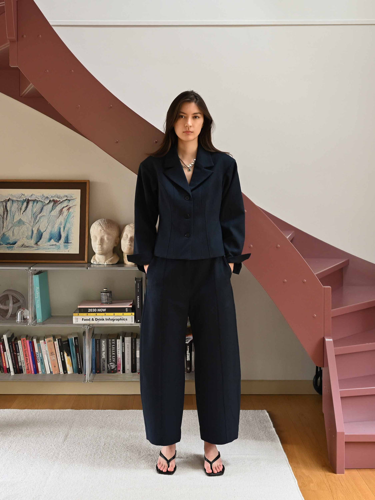 Donna Wool Trousers・Navy