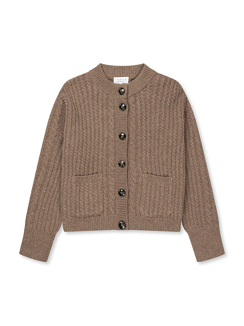 Gertrud Cable Cardigan Coffee Melange