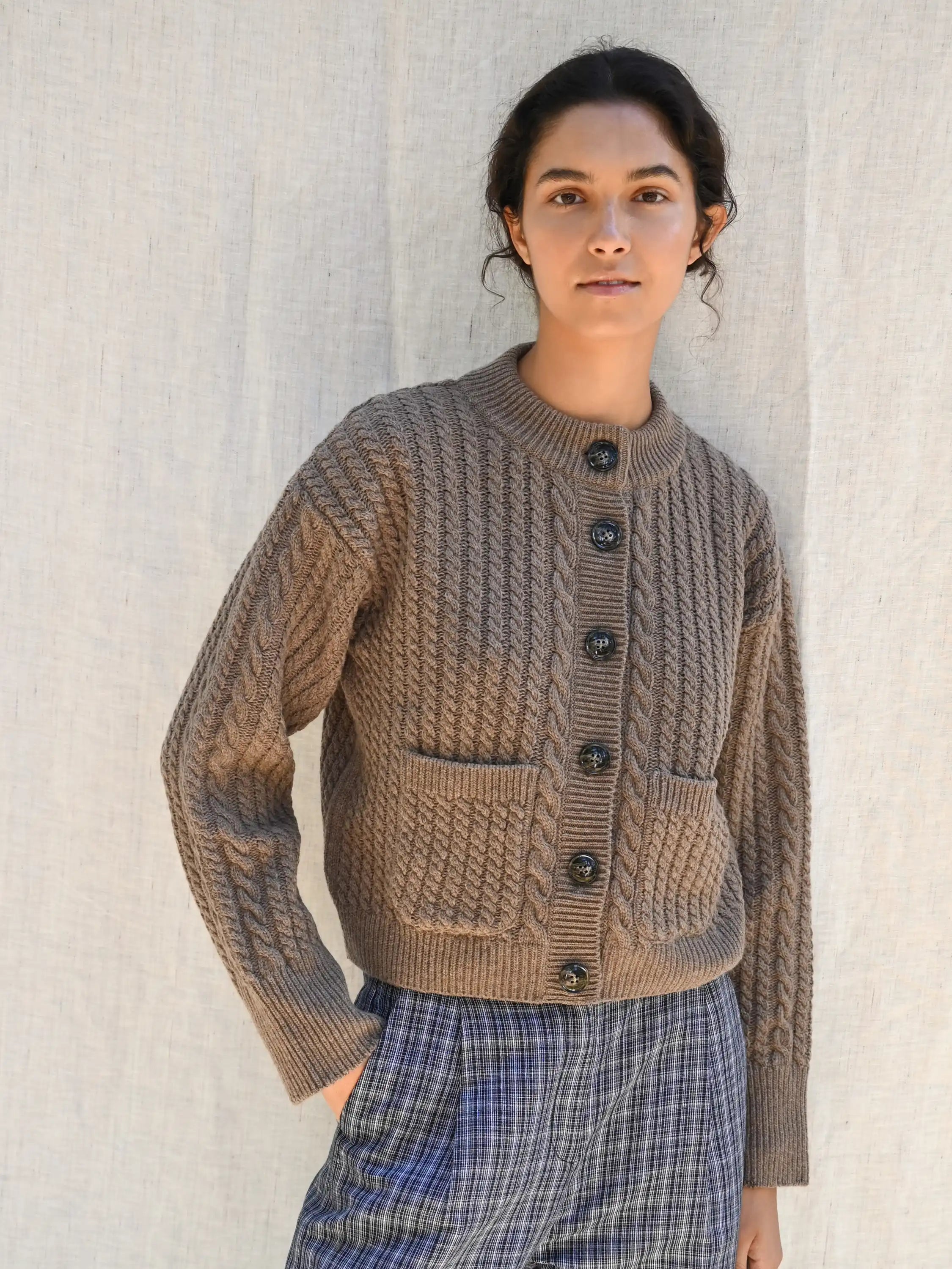 Gertrud Cable Cardigan Coffee Melange