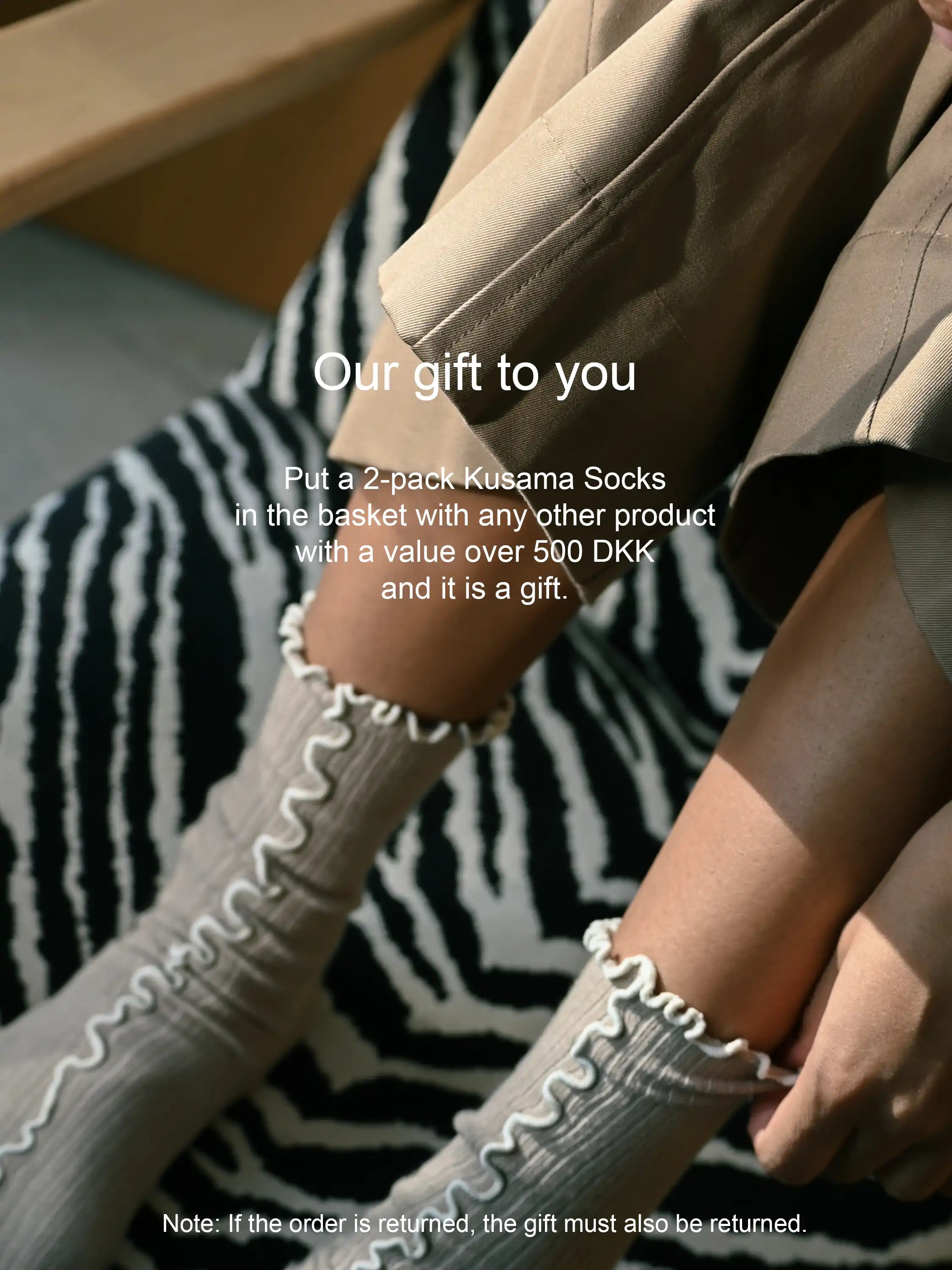 Kusama Socks Beige - 2 pack