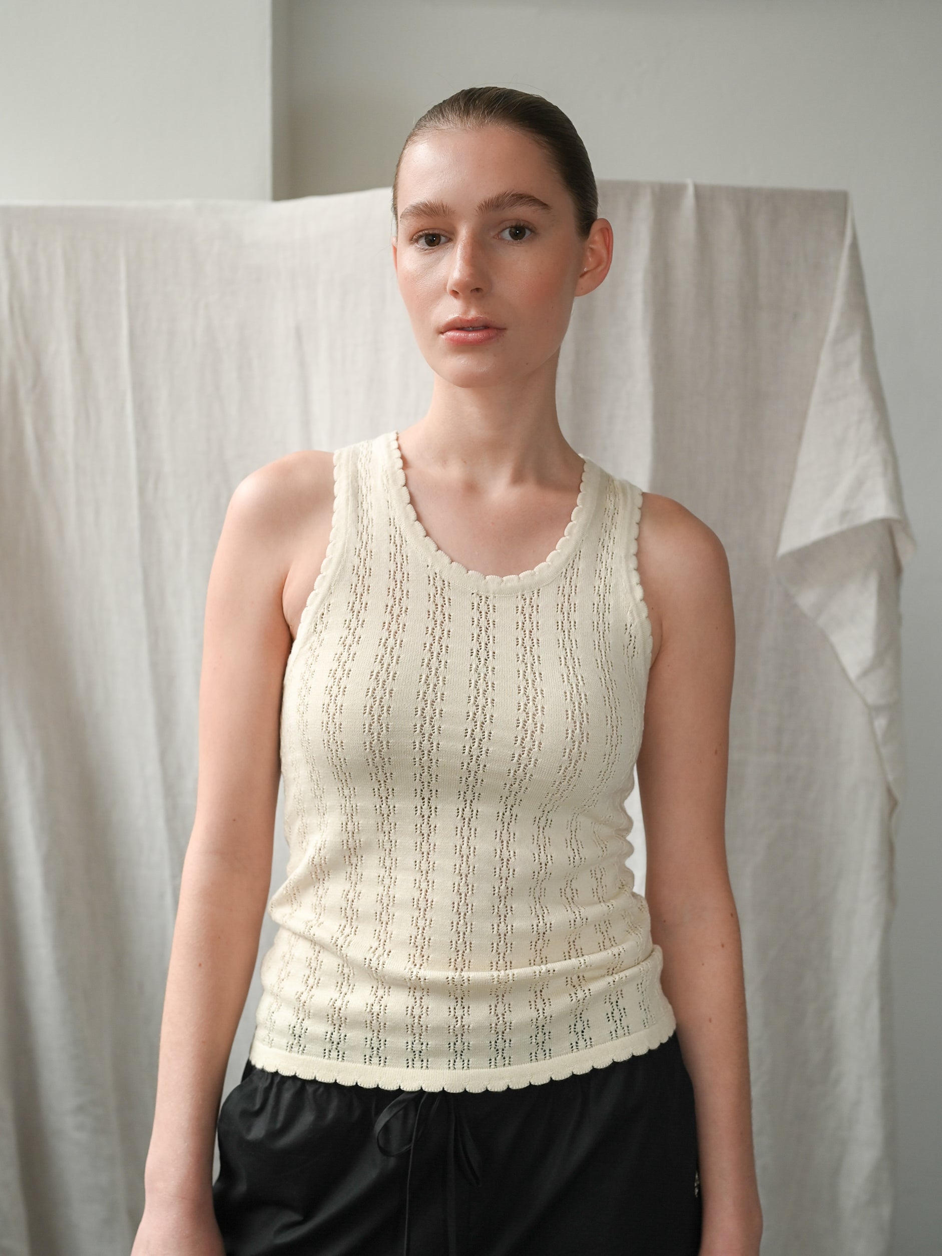 Nellie Knit Ecru Tank Top