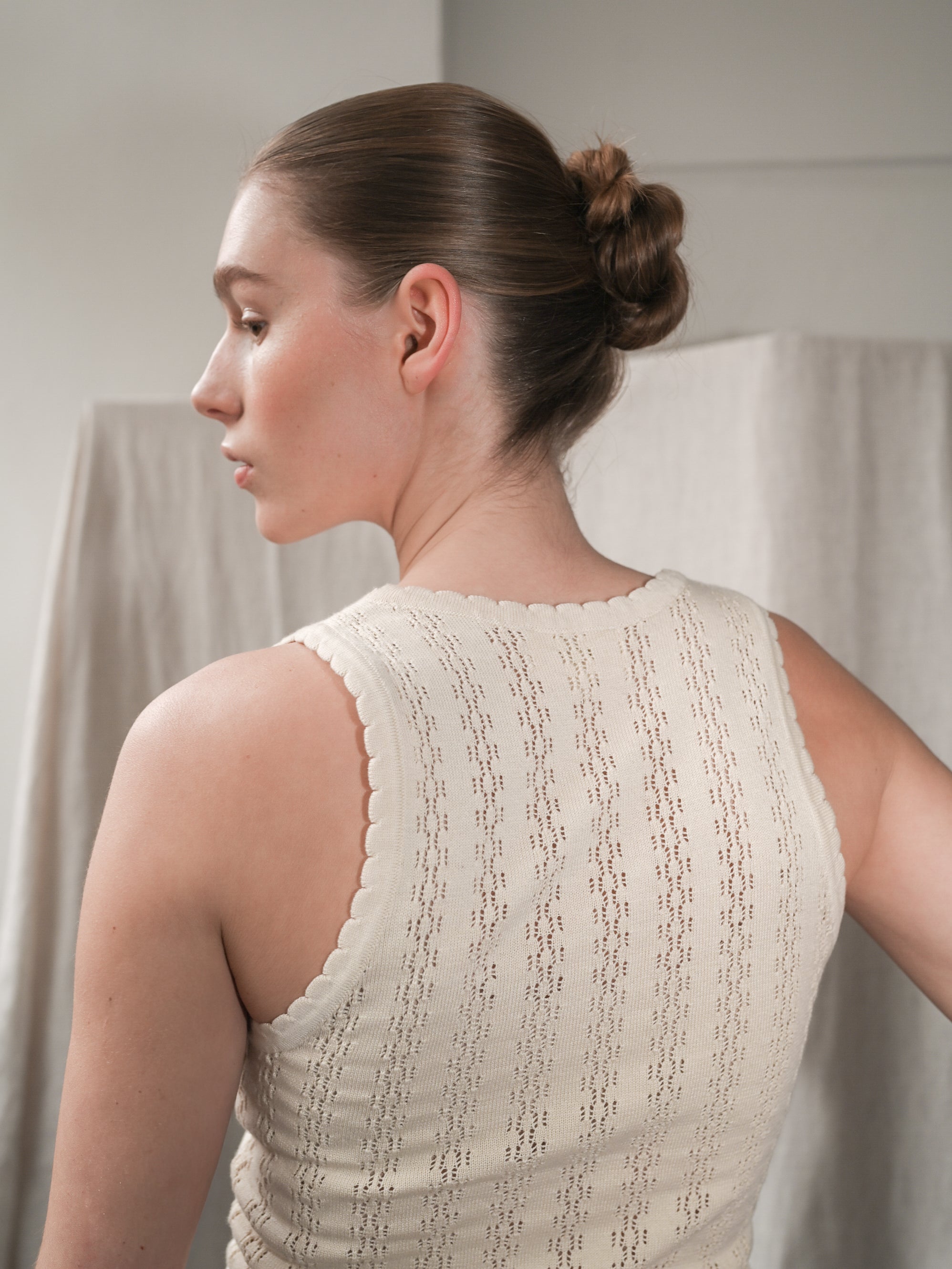 Nellie Knit Ecru Tank Top