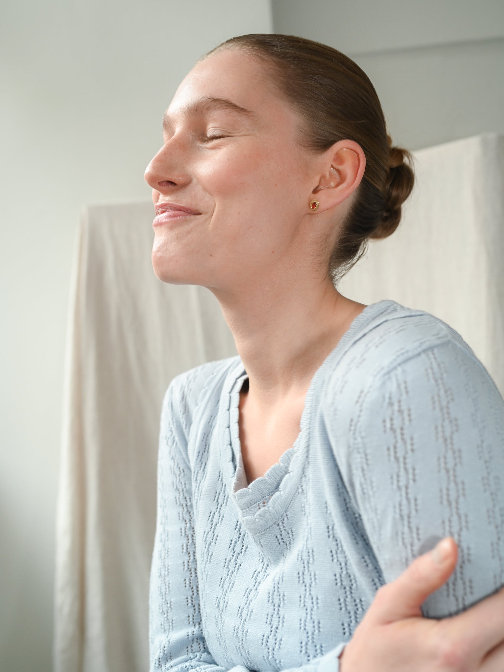 Nellie Knit Light Blue LS Blouse