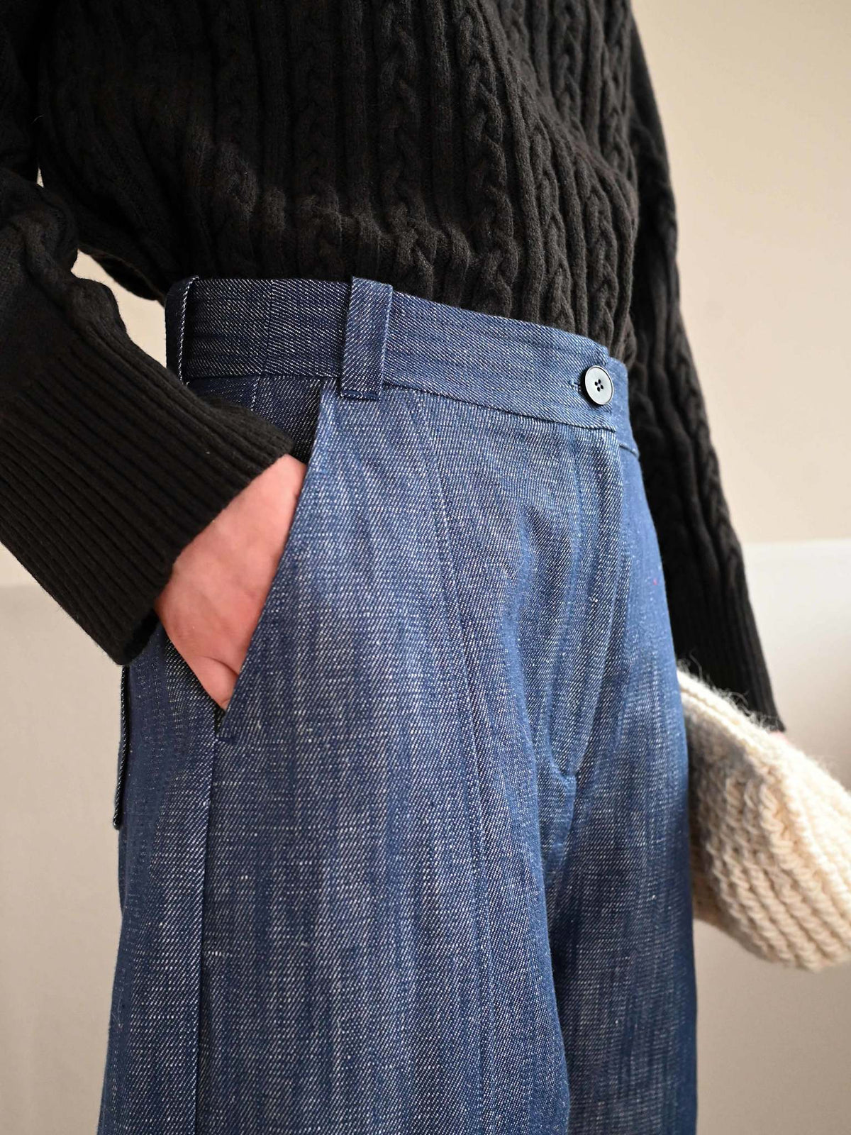 Elna Linen Denim Trousers Blue