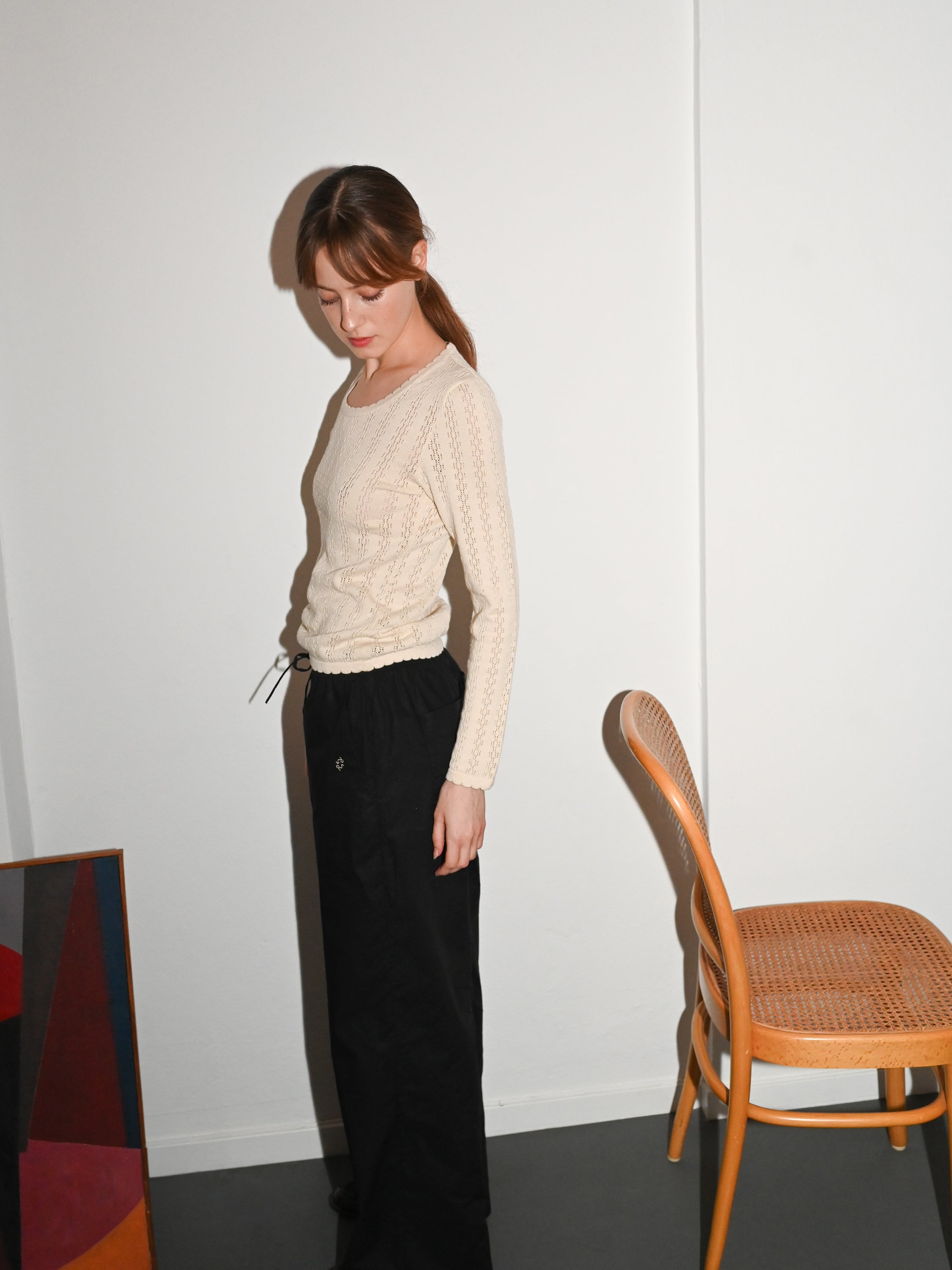 Nellie Knit Ecru LS Blouse