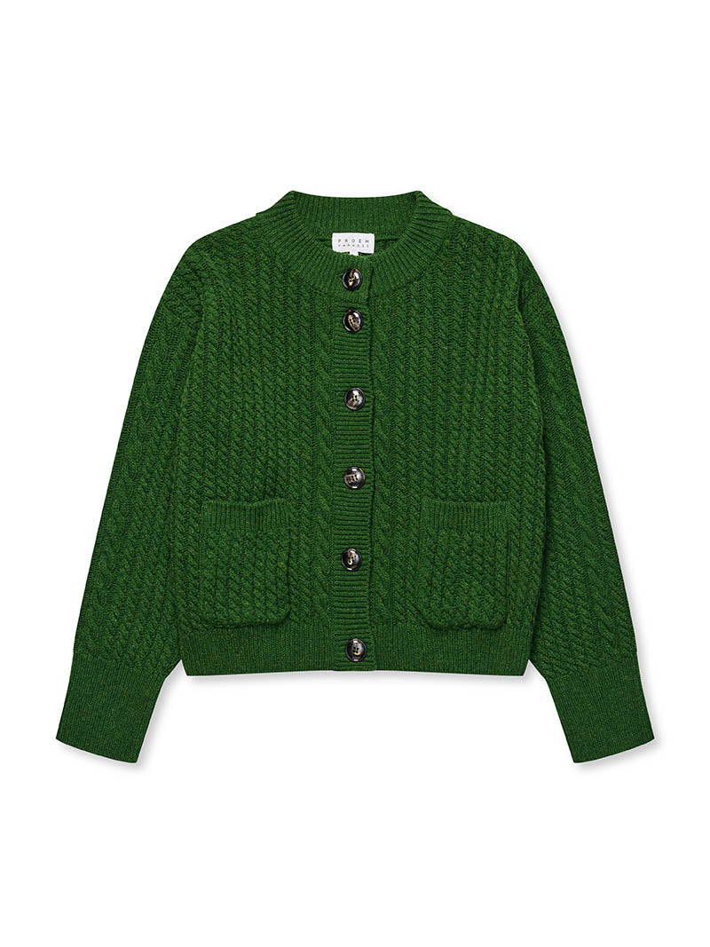 Gertrud Cable Cardigan Cactus green
