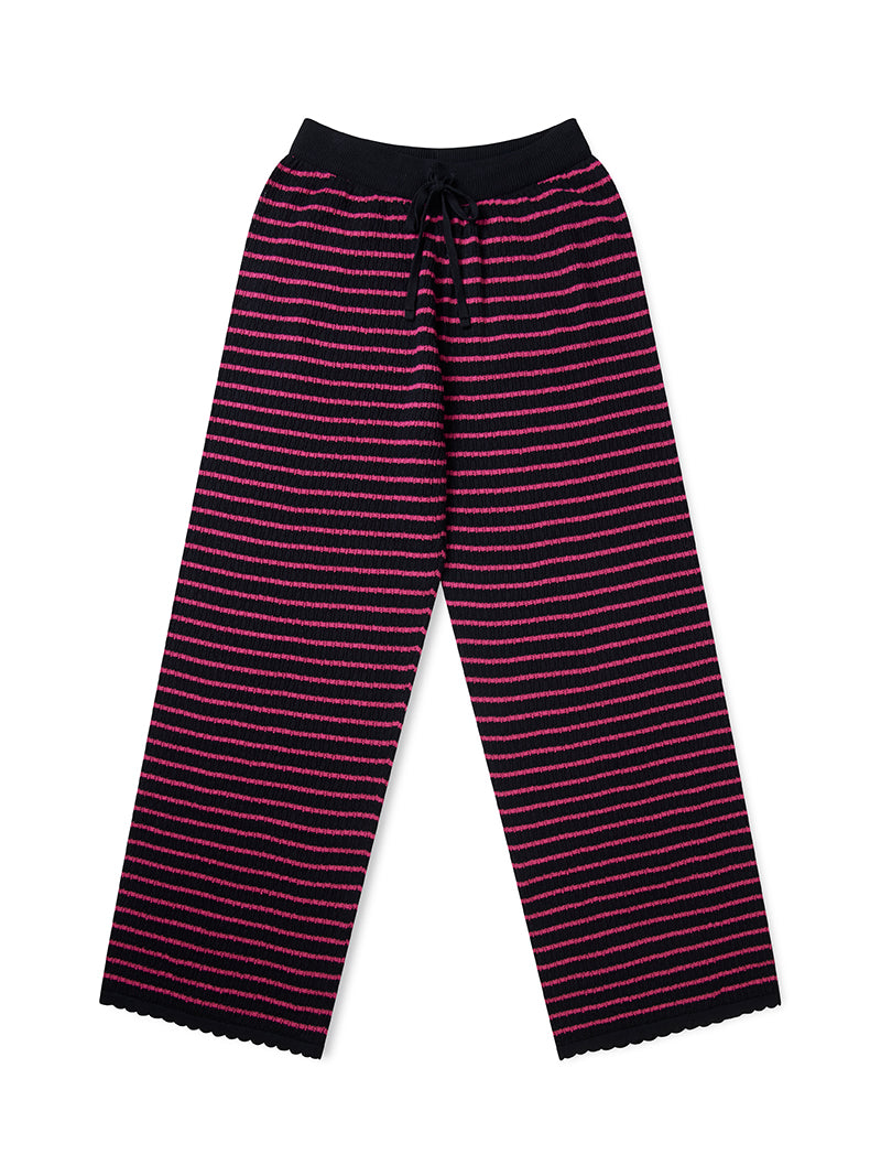 Nuria Knit Trousers - Black & Holly Berry