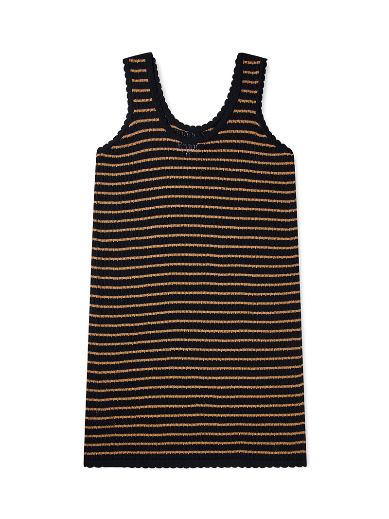 Verde Knit Tank Dress - Black & Cognac