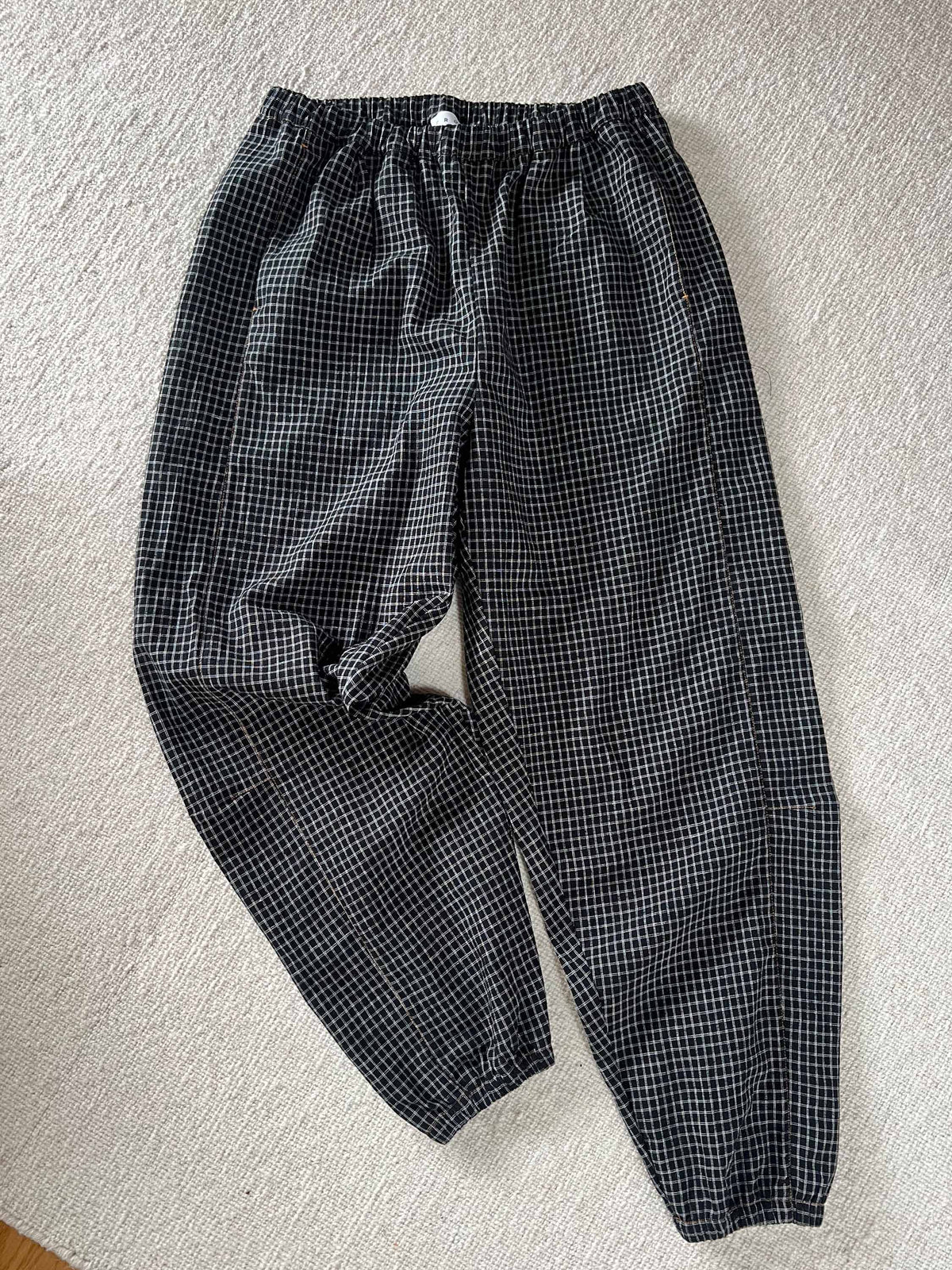Alpha Linen Trousers・Checked Black