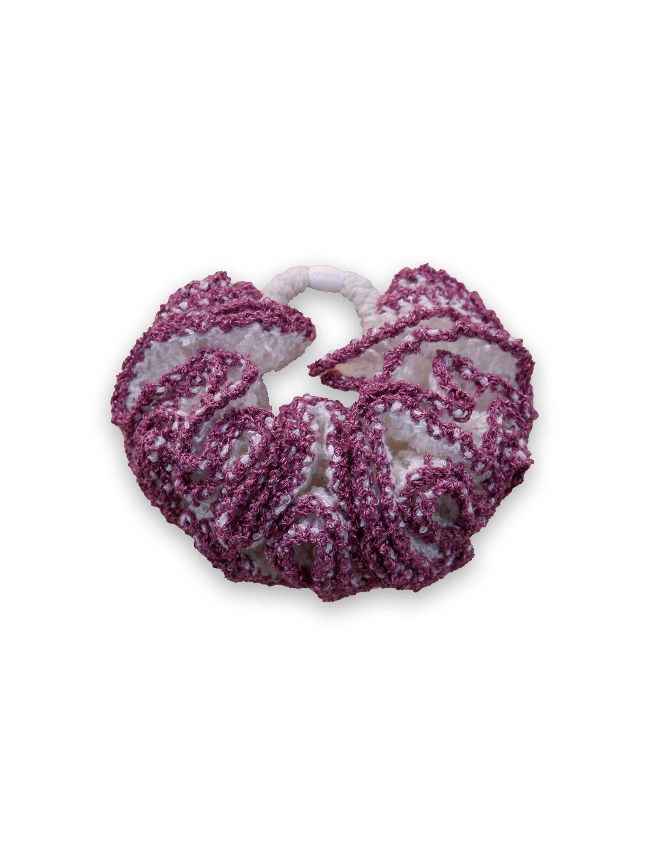 Peony Large Scrunchie 09 / Pearl White & Berry