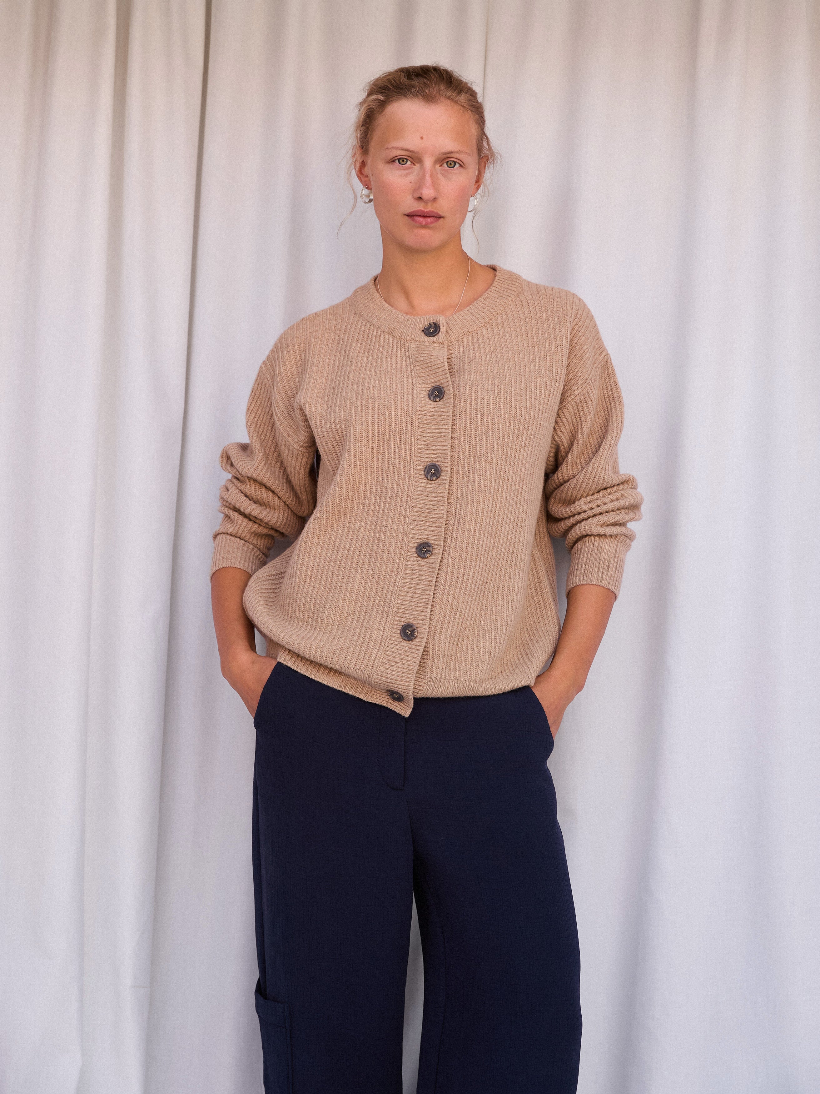 Thora Wool Cardigan Light Beige Melange