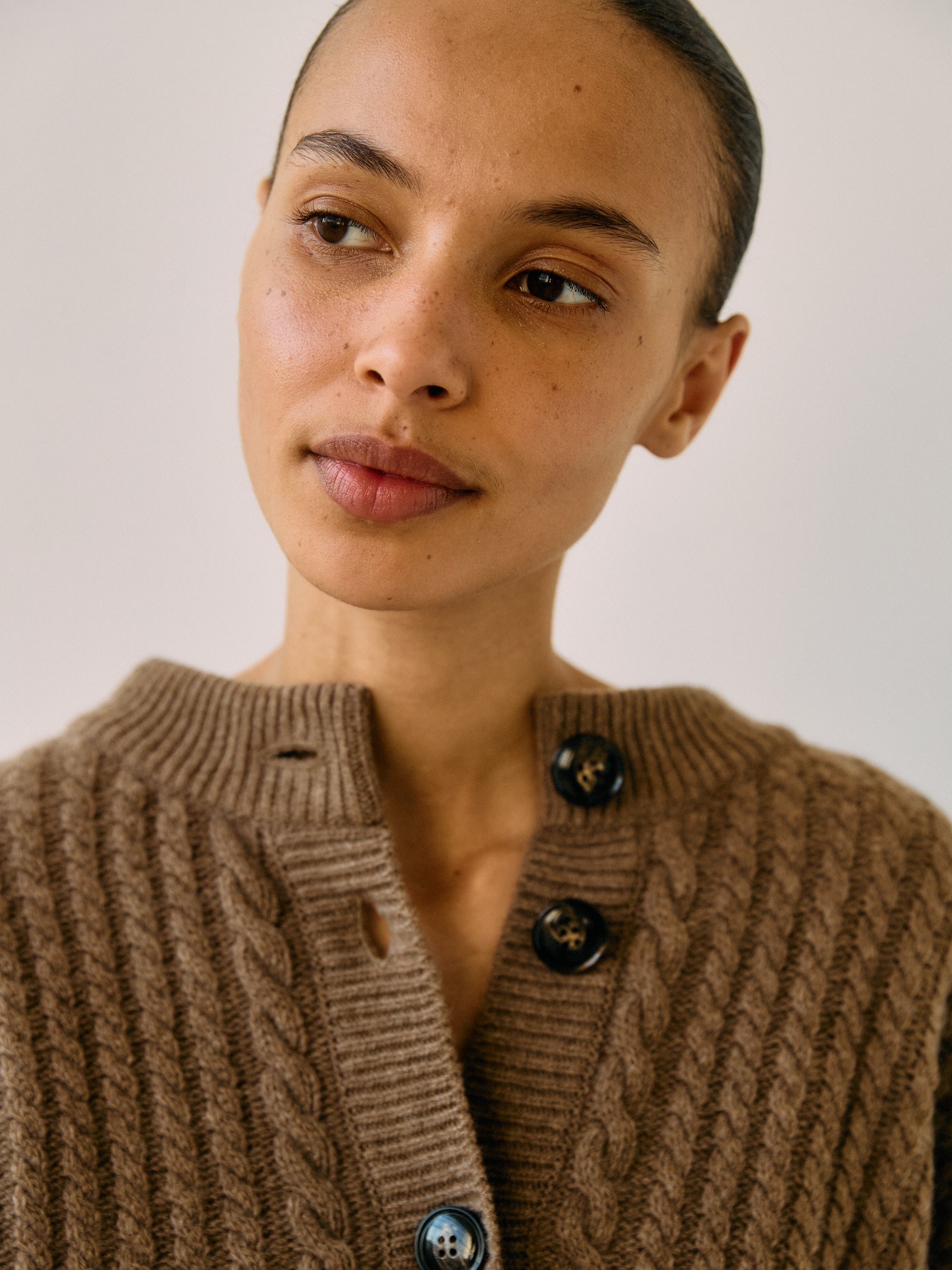 Gertrud Cable Cardigan Coffee Melange