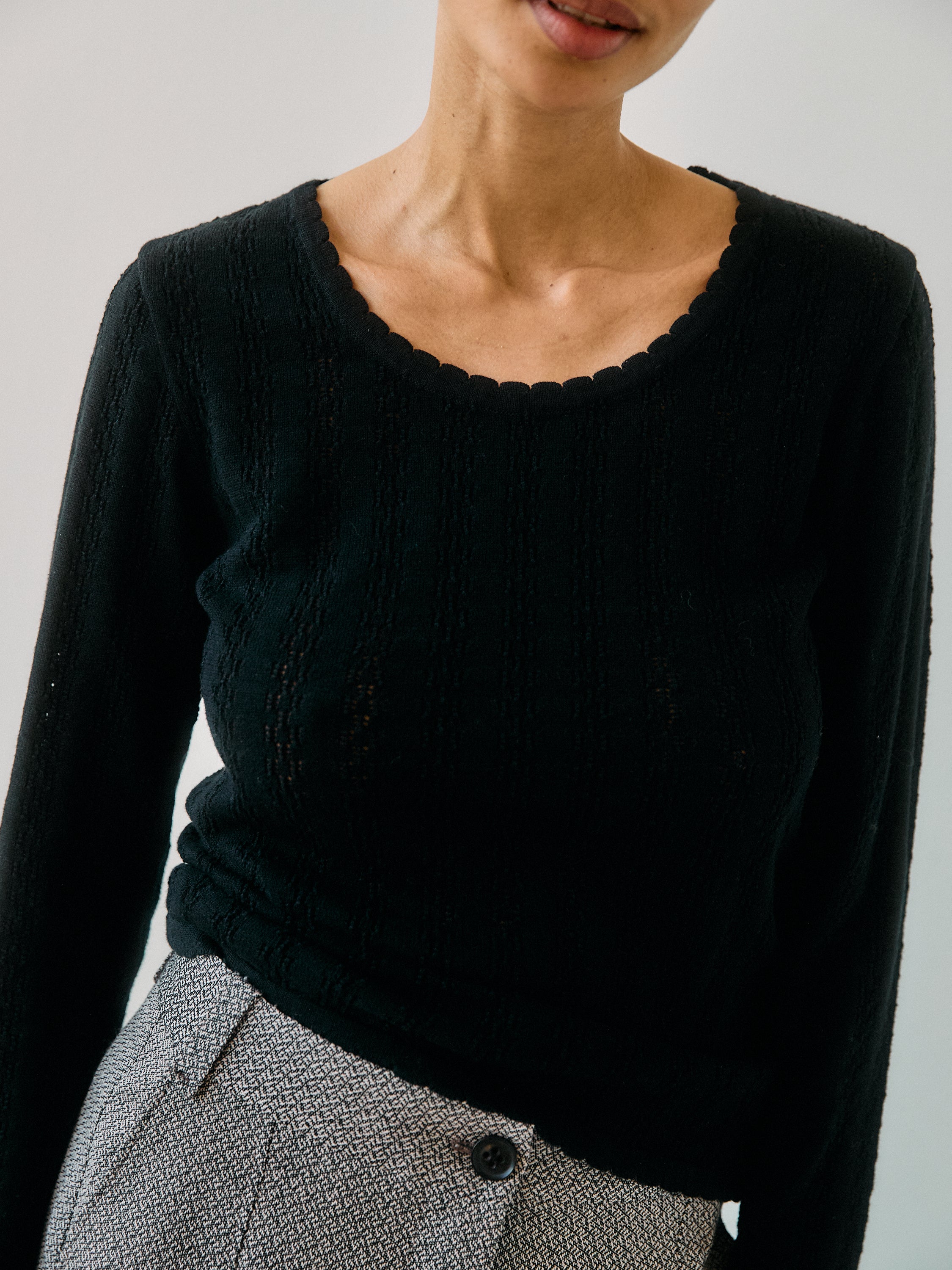 Nellie Knit Black LS Blouse