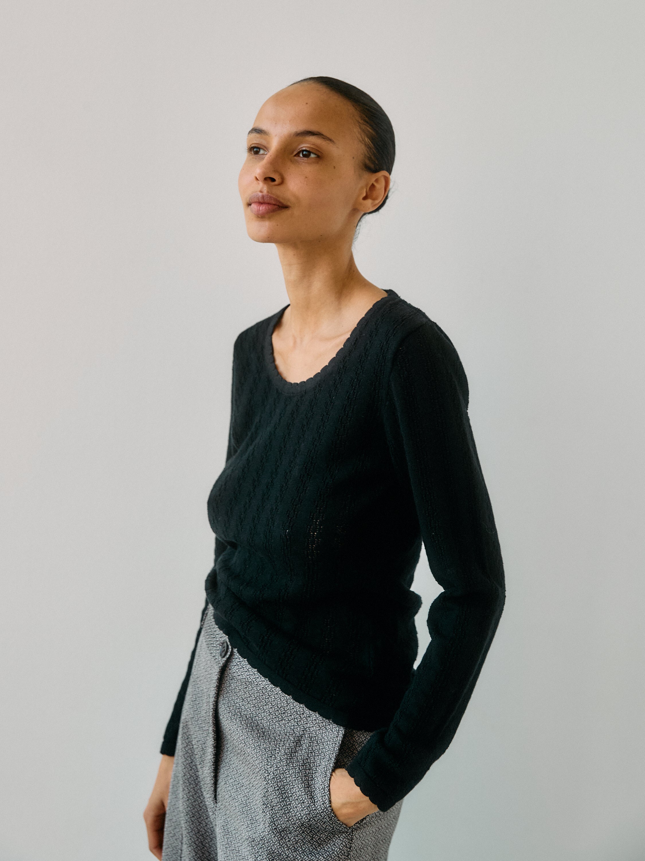 Nellie Knit Black LS Blouse