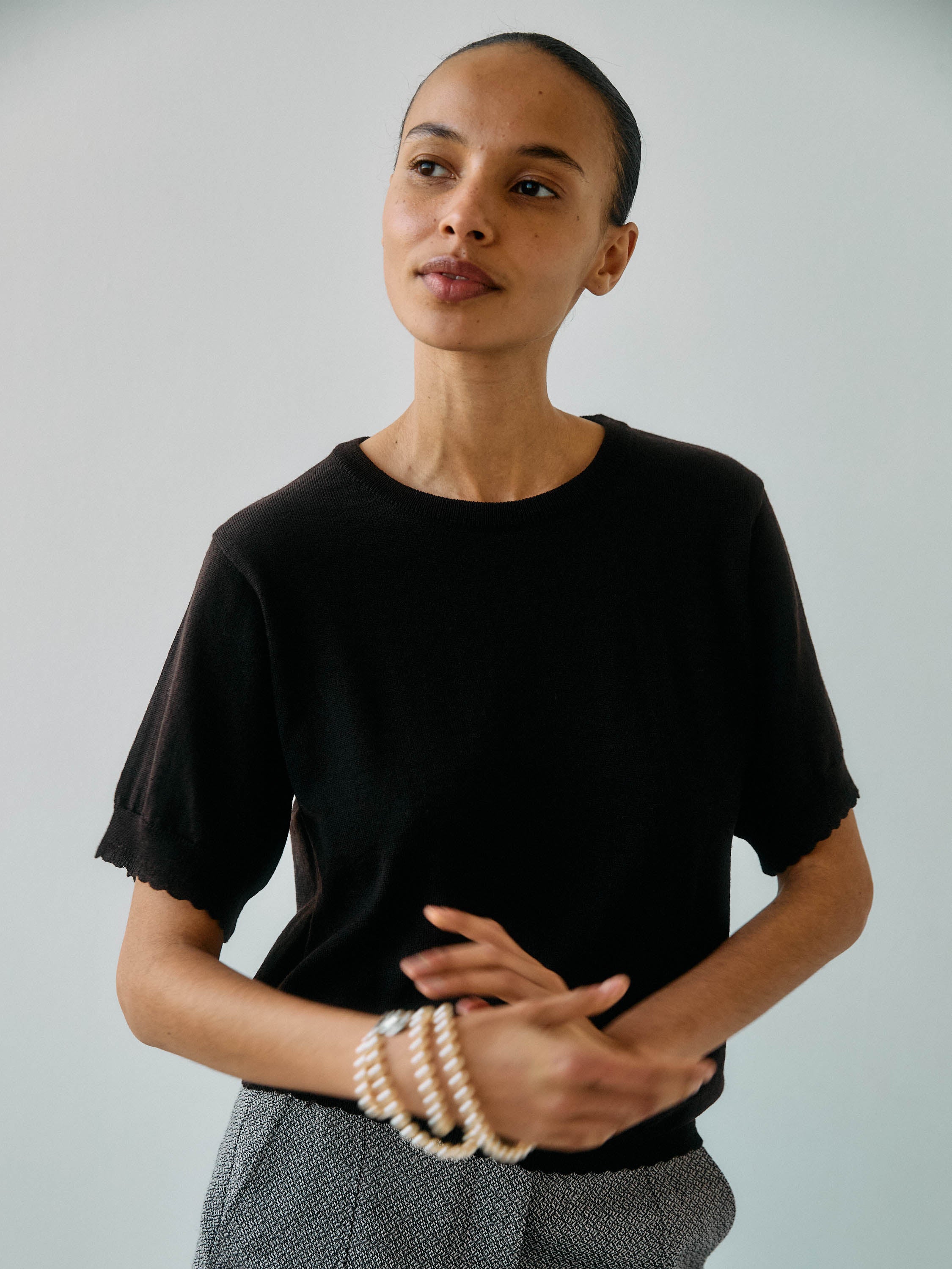 Anna Merino SS Tee・Espresso