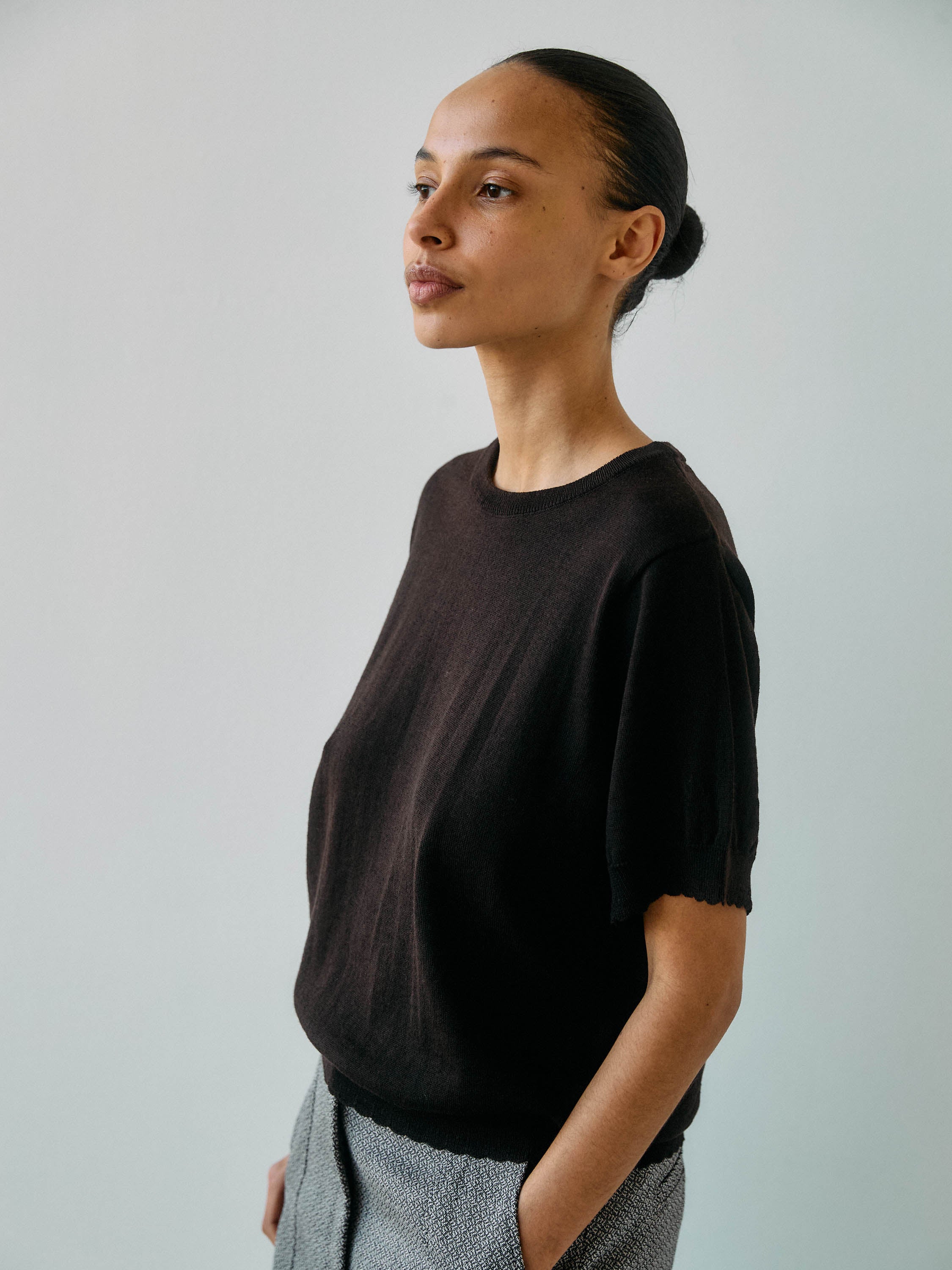 Anna Merino SS Tee・Espresso