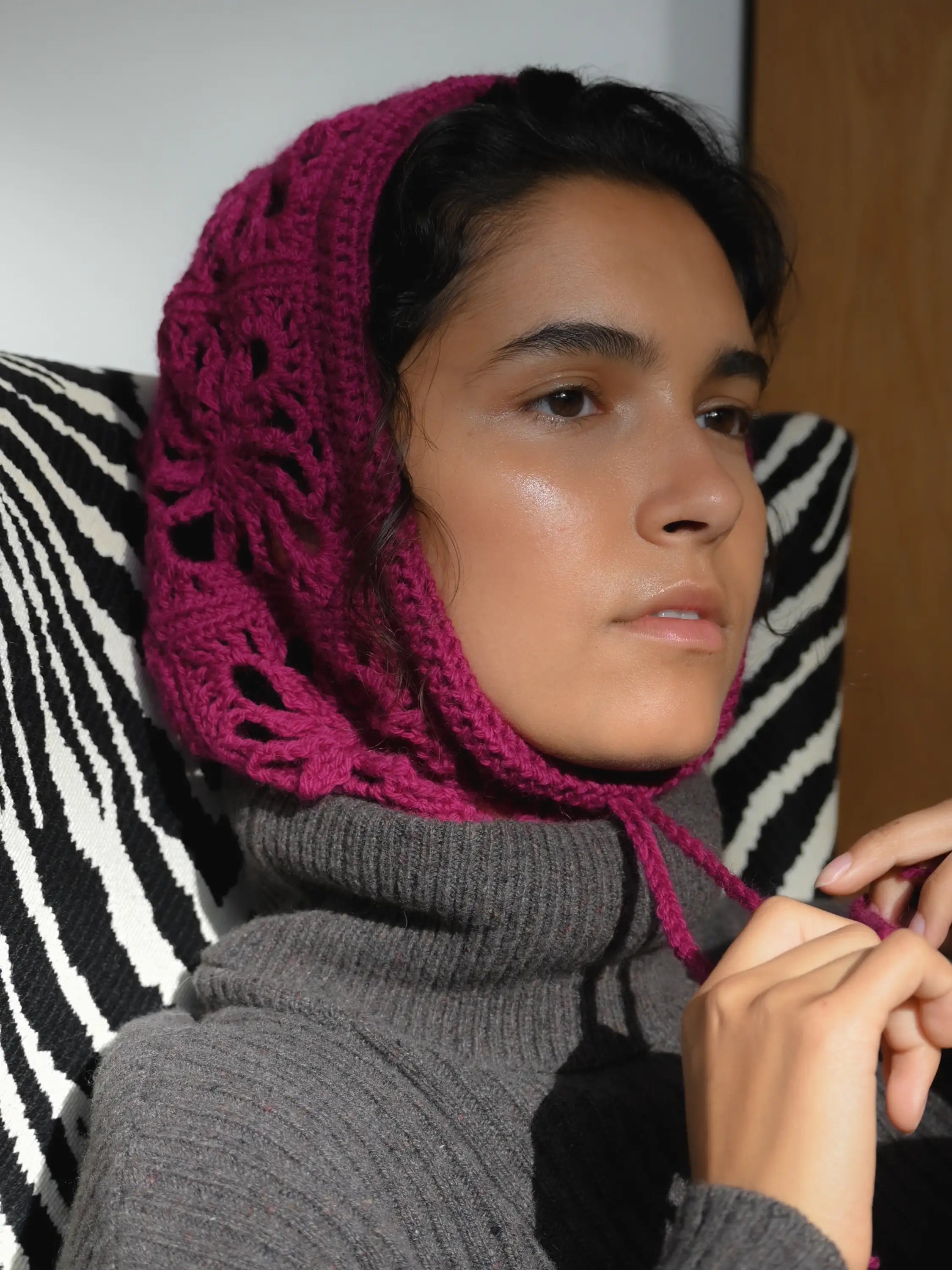 Crystal Crochet Bonnet - Pattern & Yarn Package - Color Raspberry