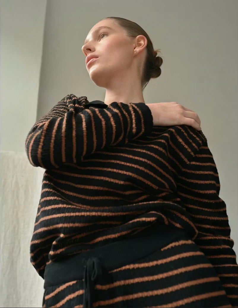 Nuria LS Polo - Black & Cognac