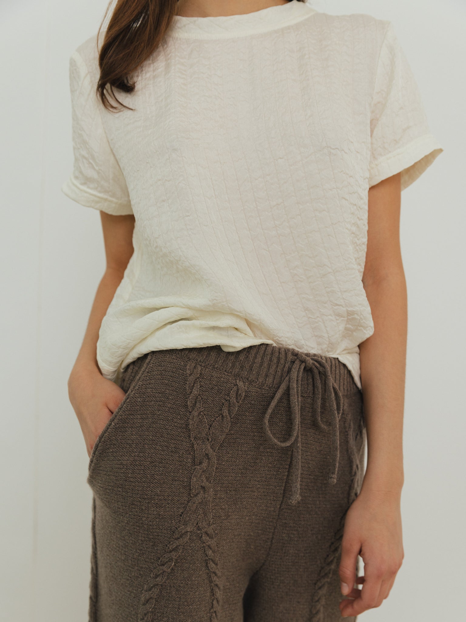Rakel Dark Camel Cable Knit Trousers - 40%