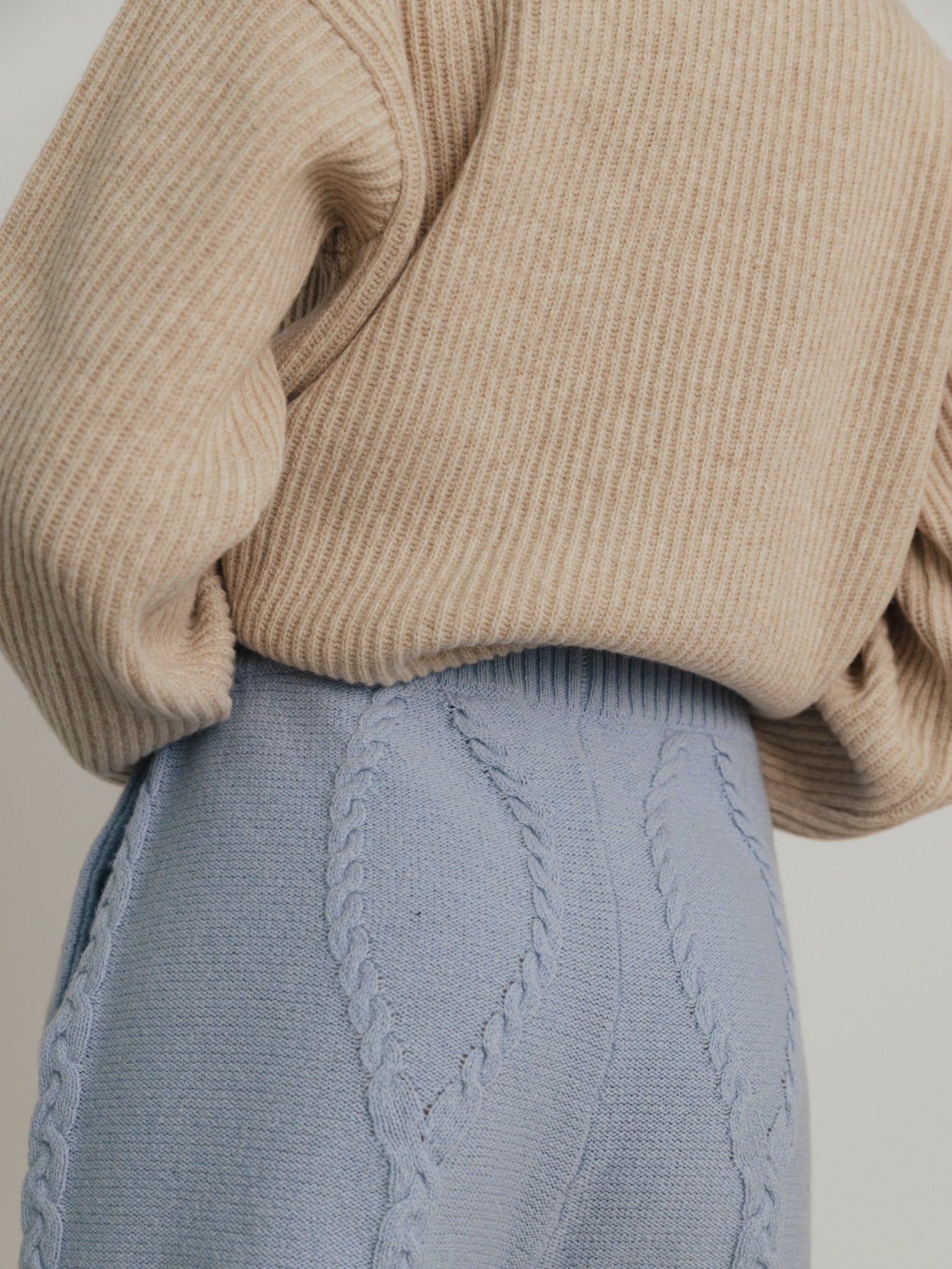 Rakel Baby Blue Cable Knit Shorts - 40%