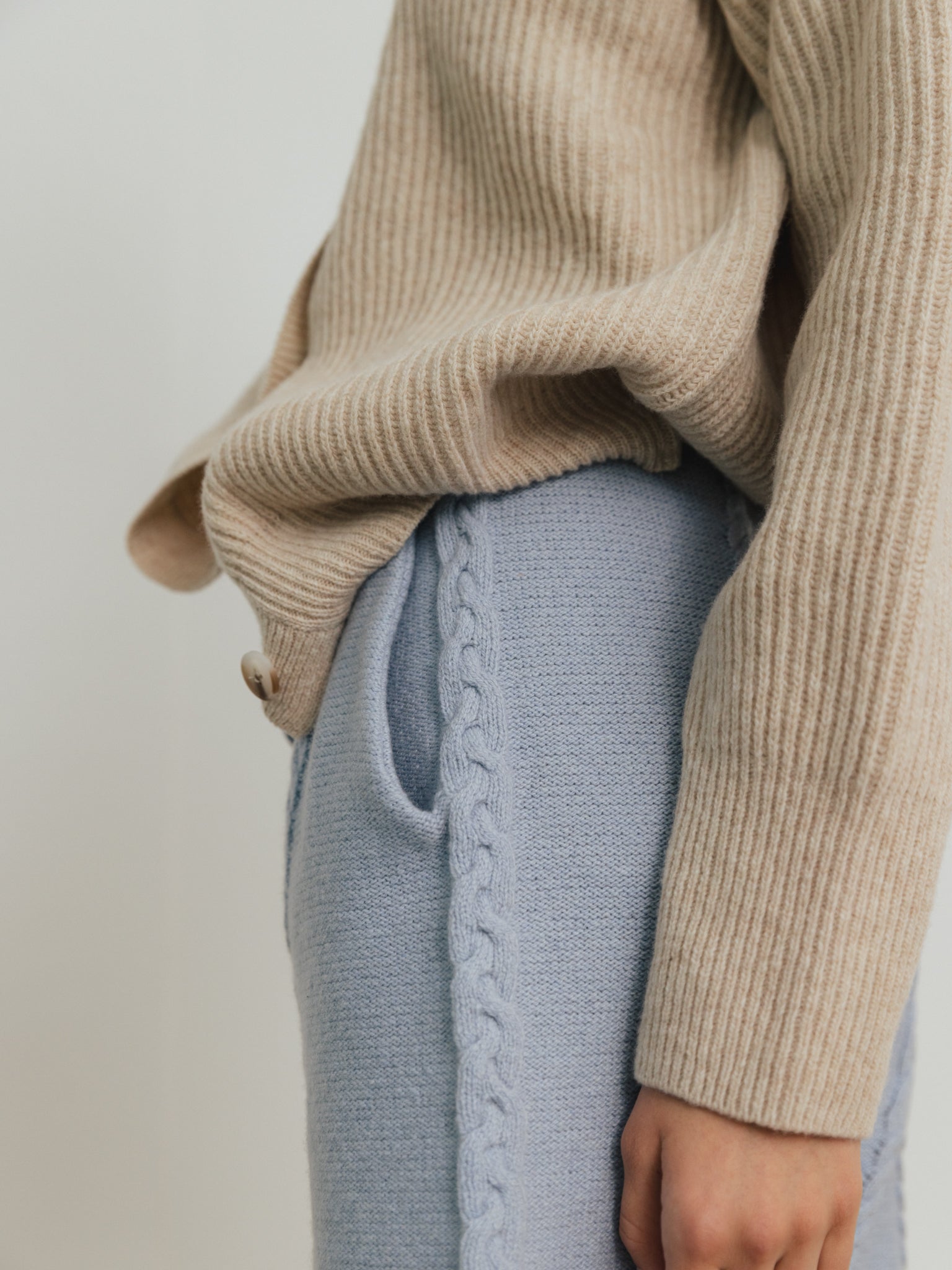 Rakel Baby Blue Cable Knit Shorts - 40%