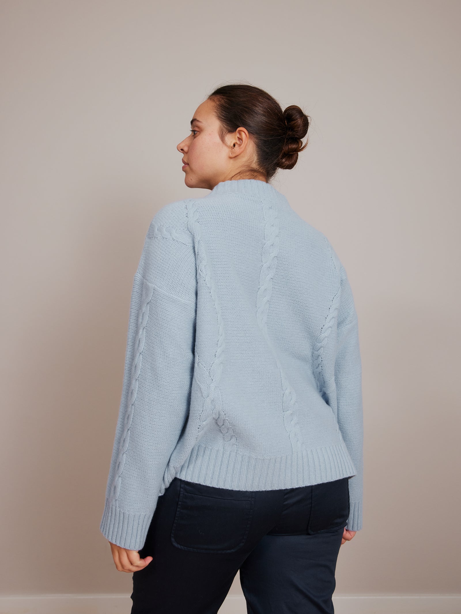 Rakel Baby Blue Melange Cable Knit Sweater - 40%