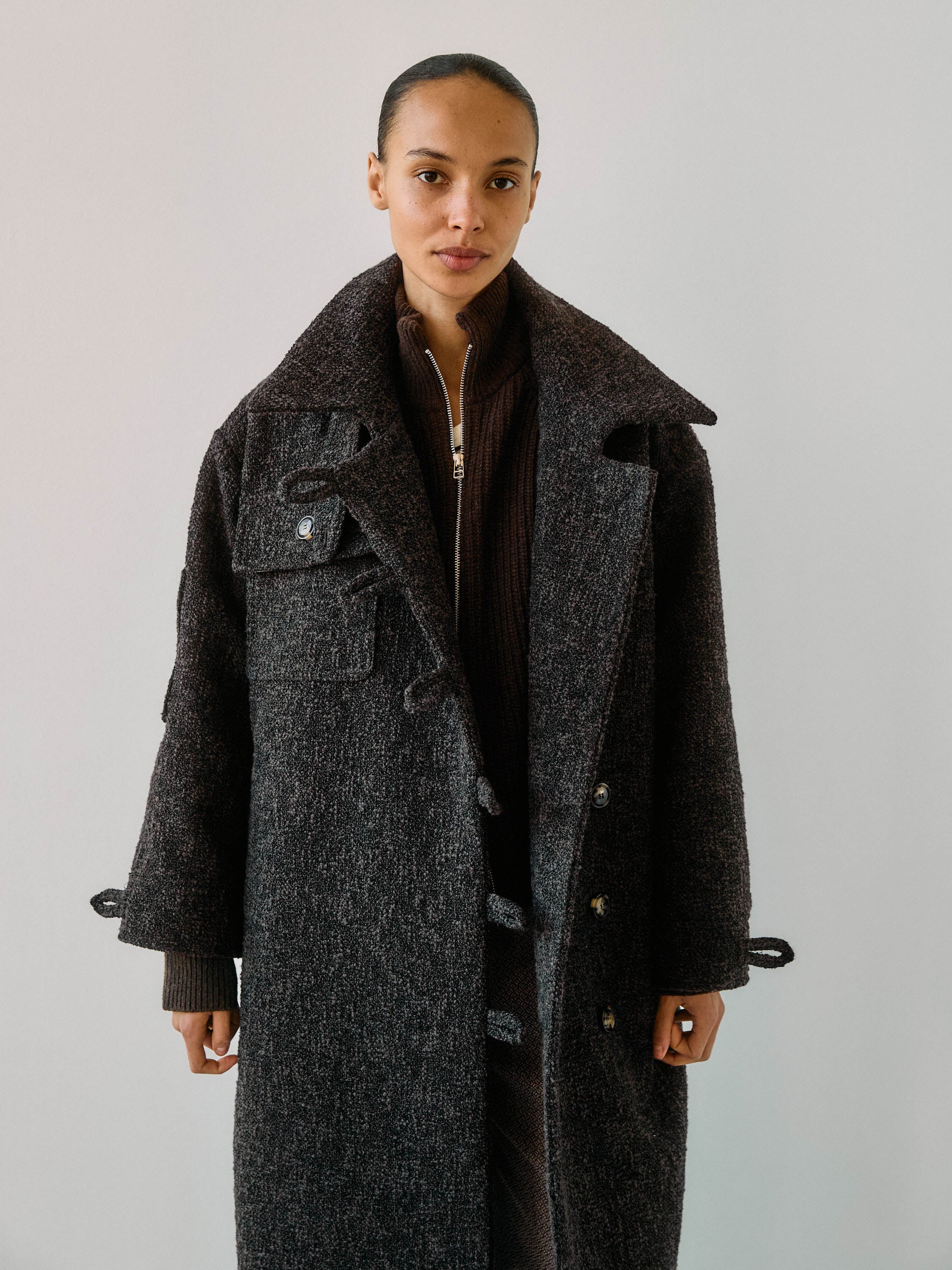Betty Bouclé Coat Ash