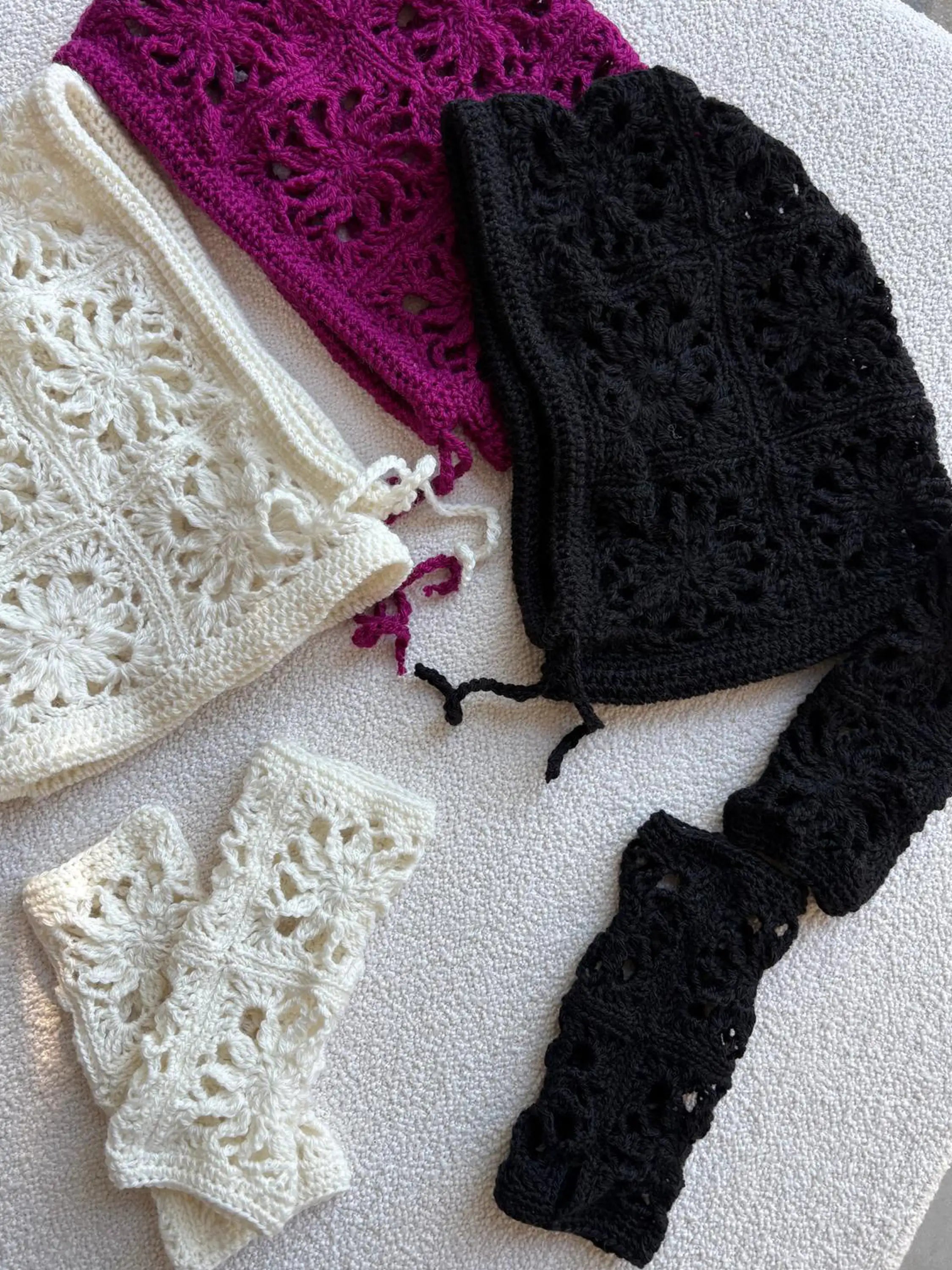 Crystal Crochet Wrist Warmers - Pattern & Yarn Package - Color Milk