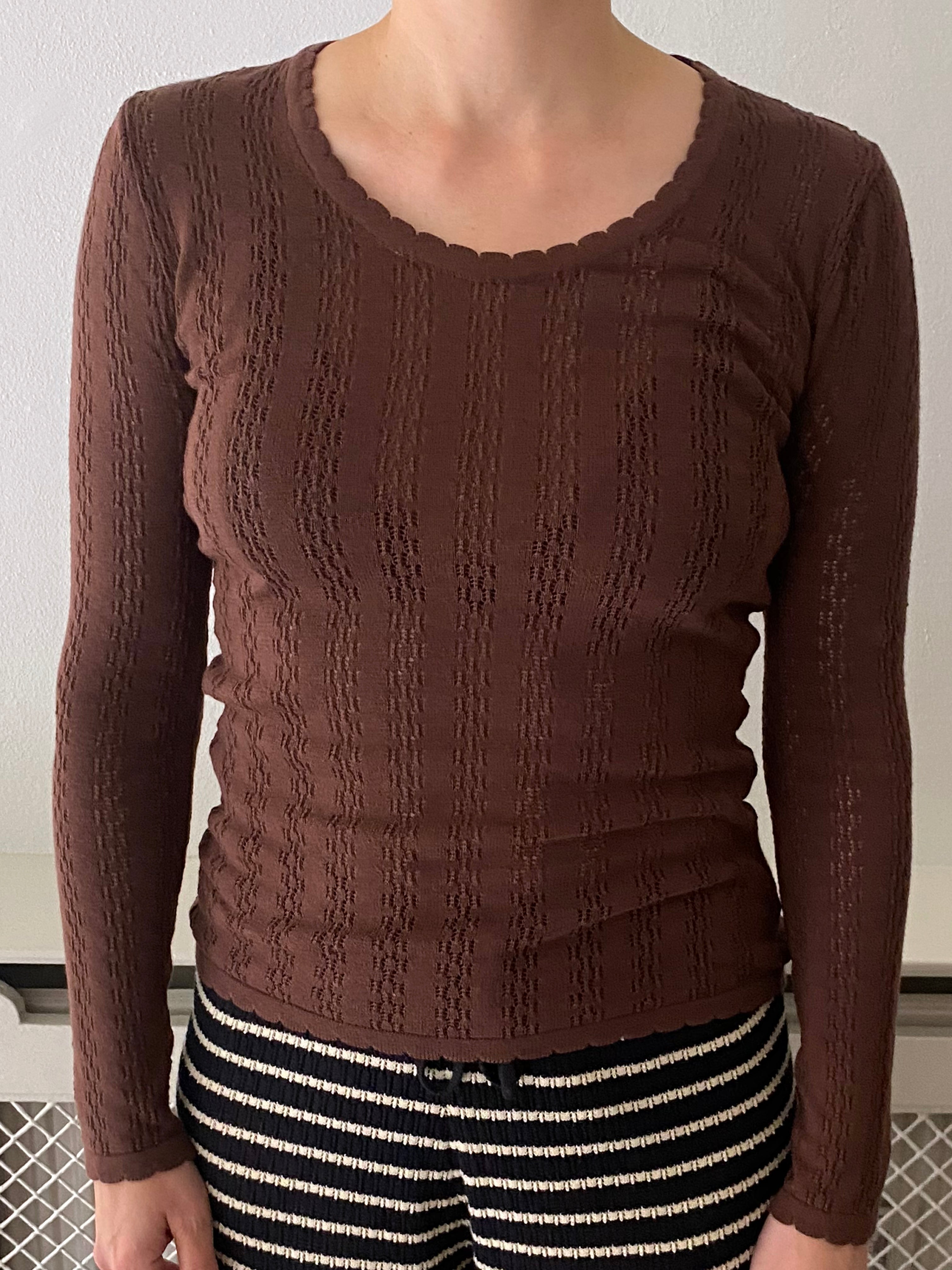 Nellie Knit Cocoa LS Blouse