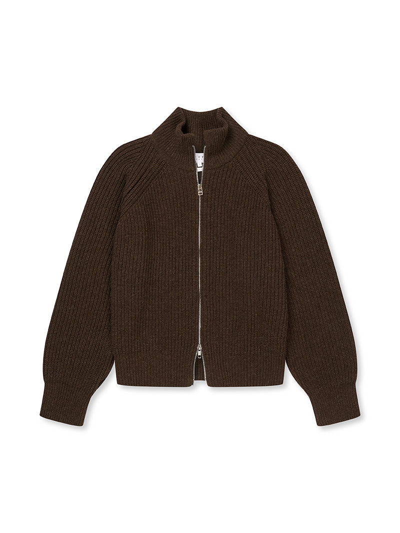 Bruno Zip Cardigan・Brown