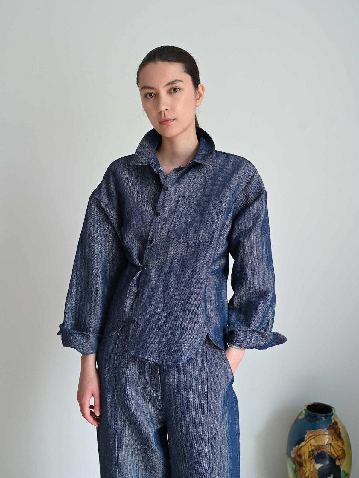 Elna Linen Denim Shirt Blue