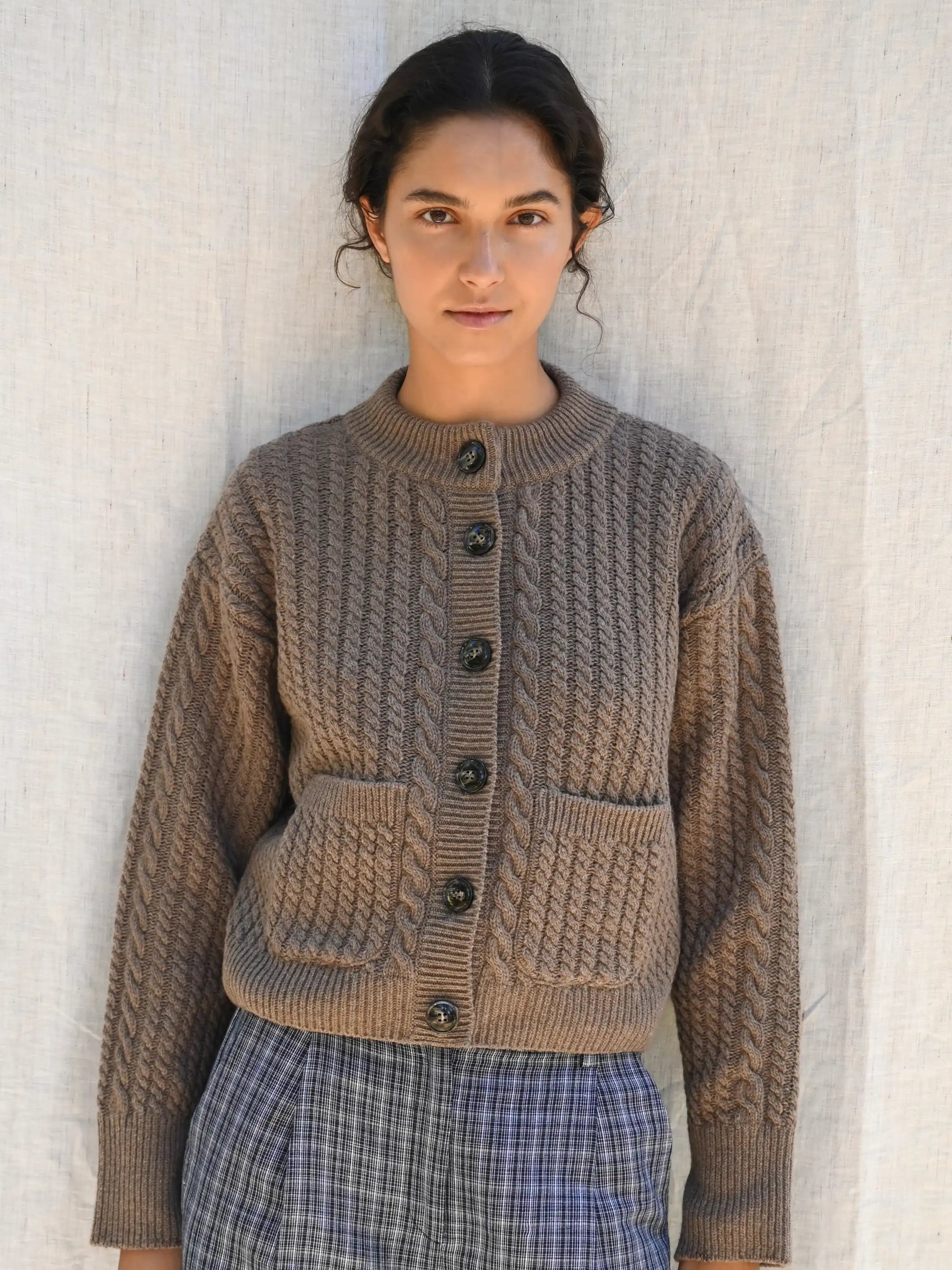 Gertrud Cable Cardigan Coffee Melange