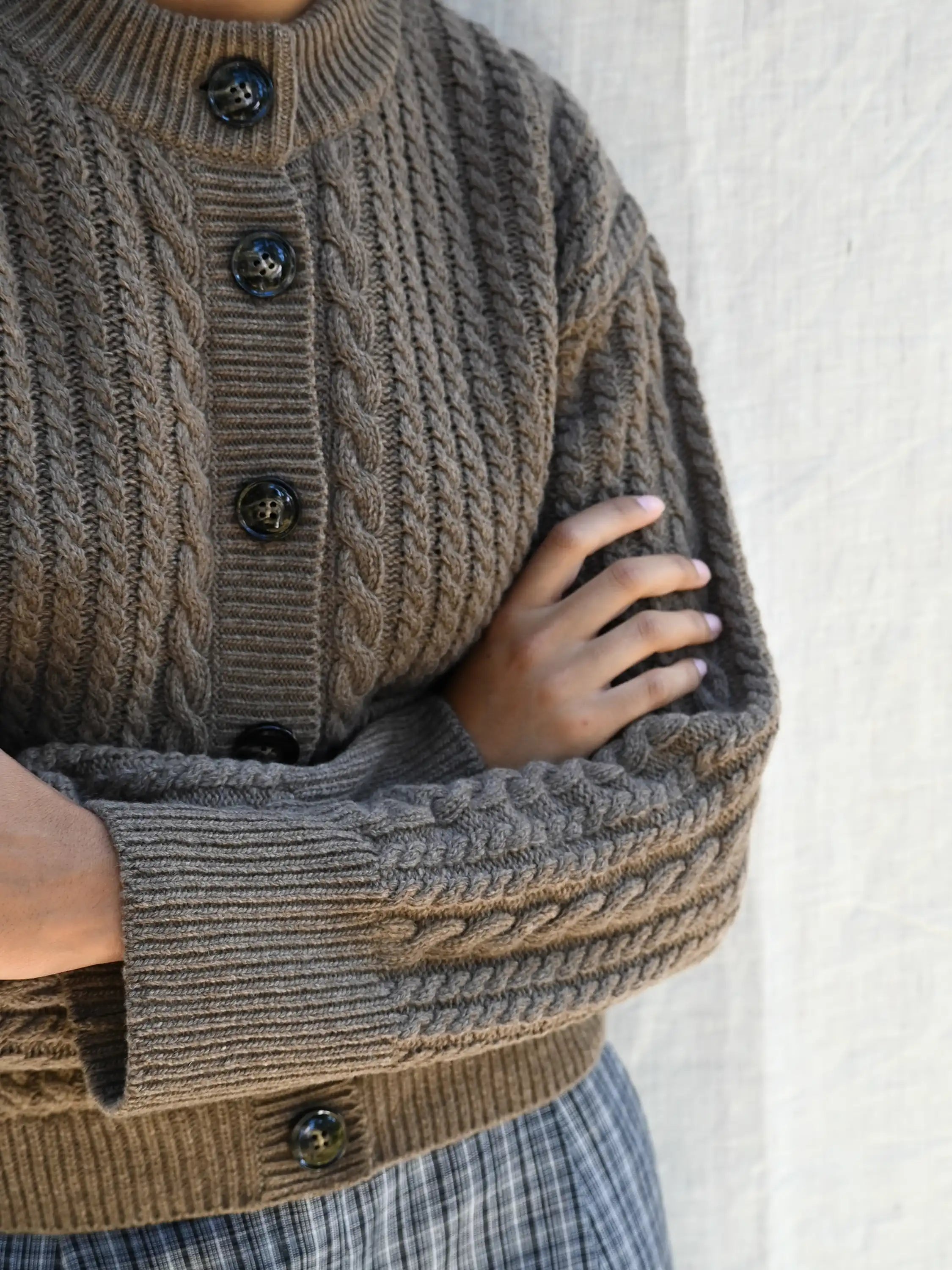 Gertrud Cable Cardigan Coffee Melange