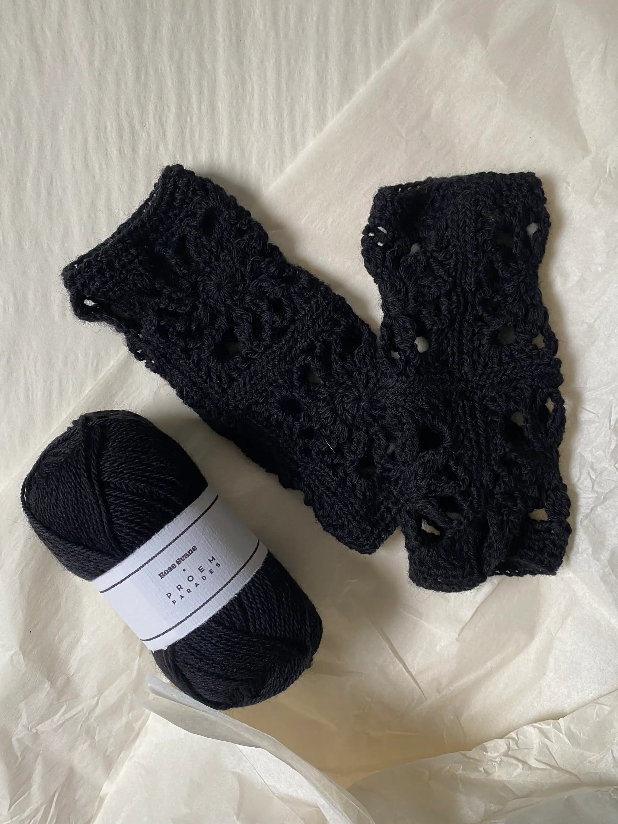 Crystal Crochet Wrist Warmers - Pattern & Yarn Package - Color Liquorice
