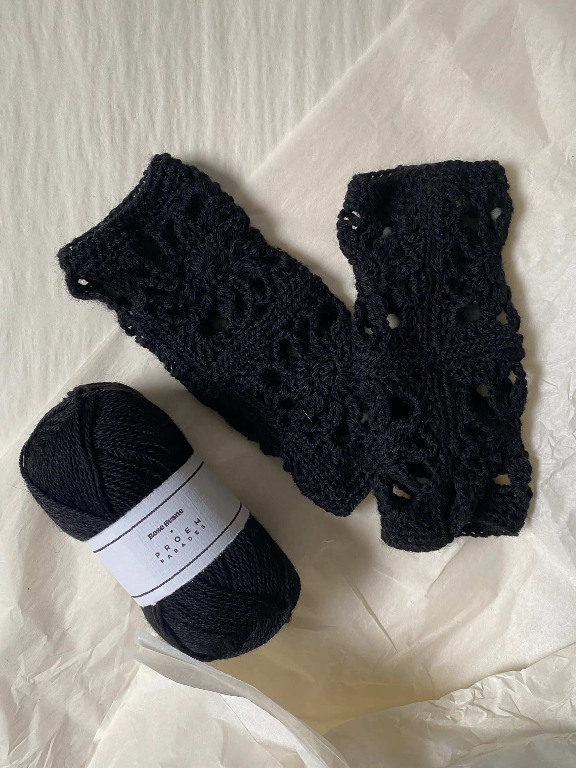 Crystal Crochet Wrist Warmers - Pattern & Yarn Package - Color Liquorice