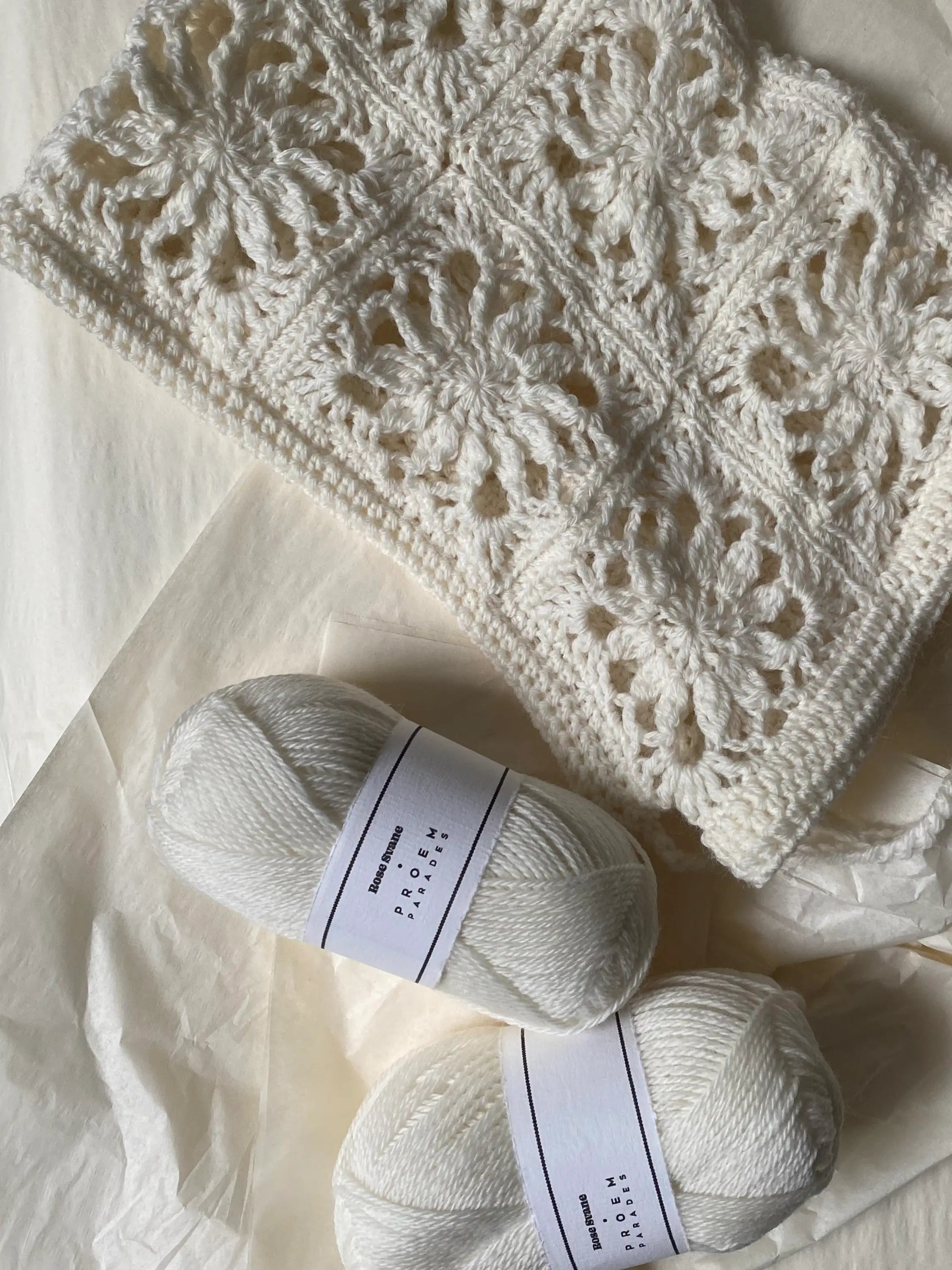 Crystal Crochet Bonnet - Pattern & Yarn Package - Color Milk