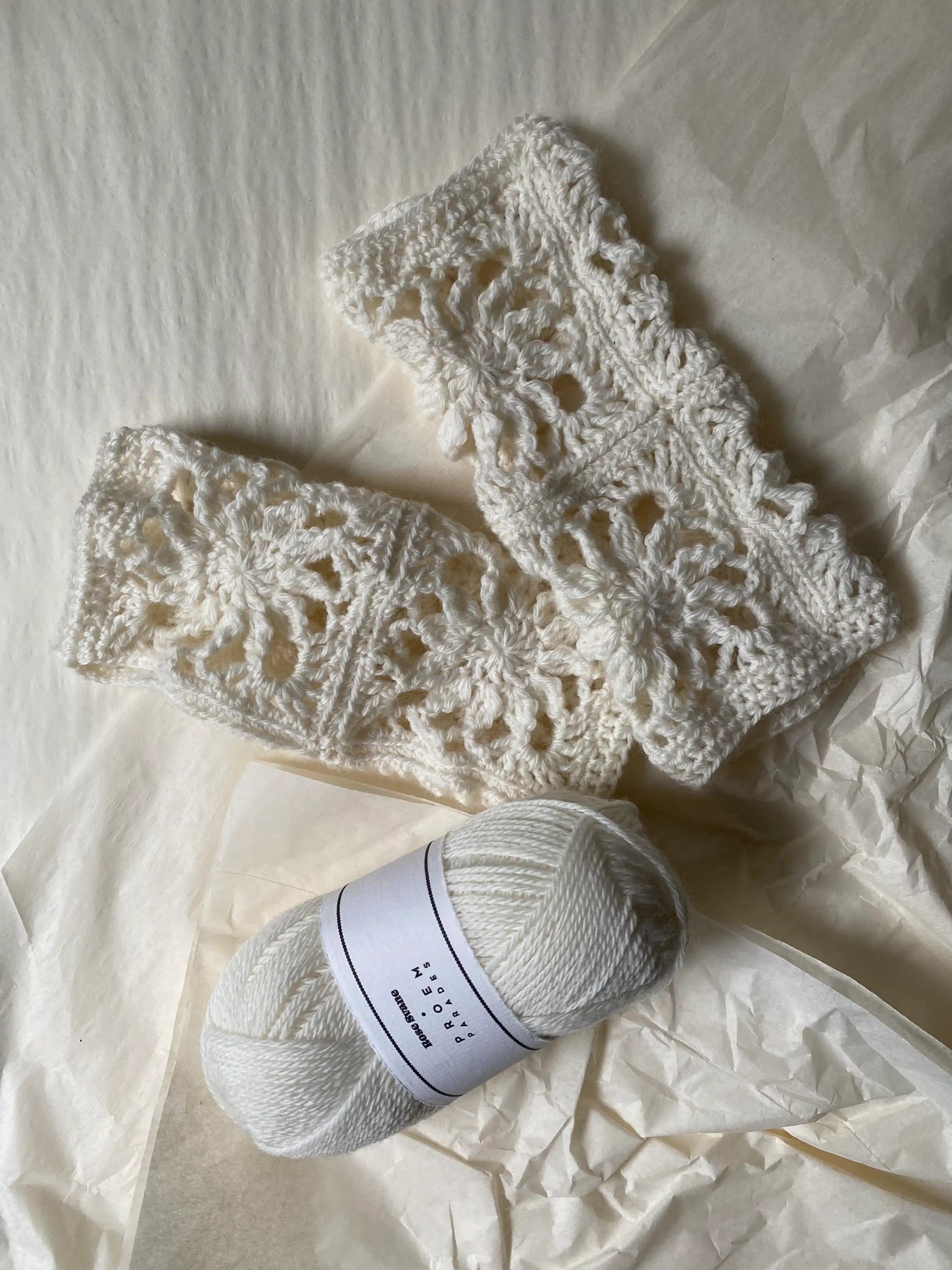 Crystal Crochet Wrist Warmers - Pattern & Yarn Package - Color Milk