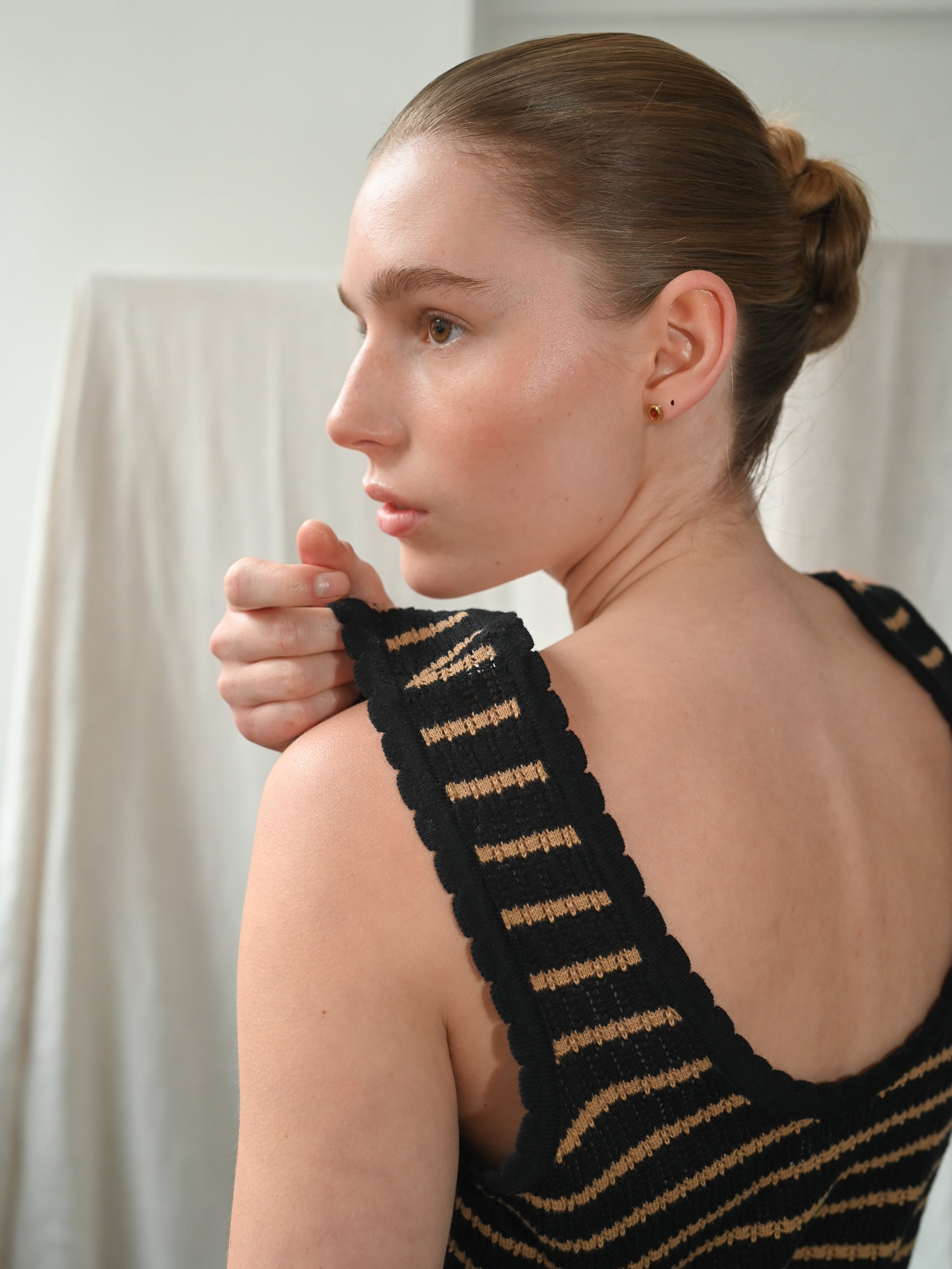 Verde Knit Tank Dress - Black & Cognac