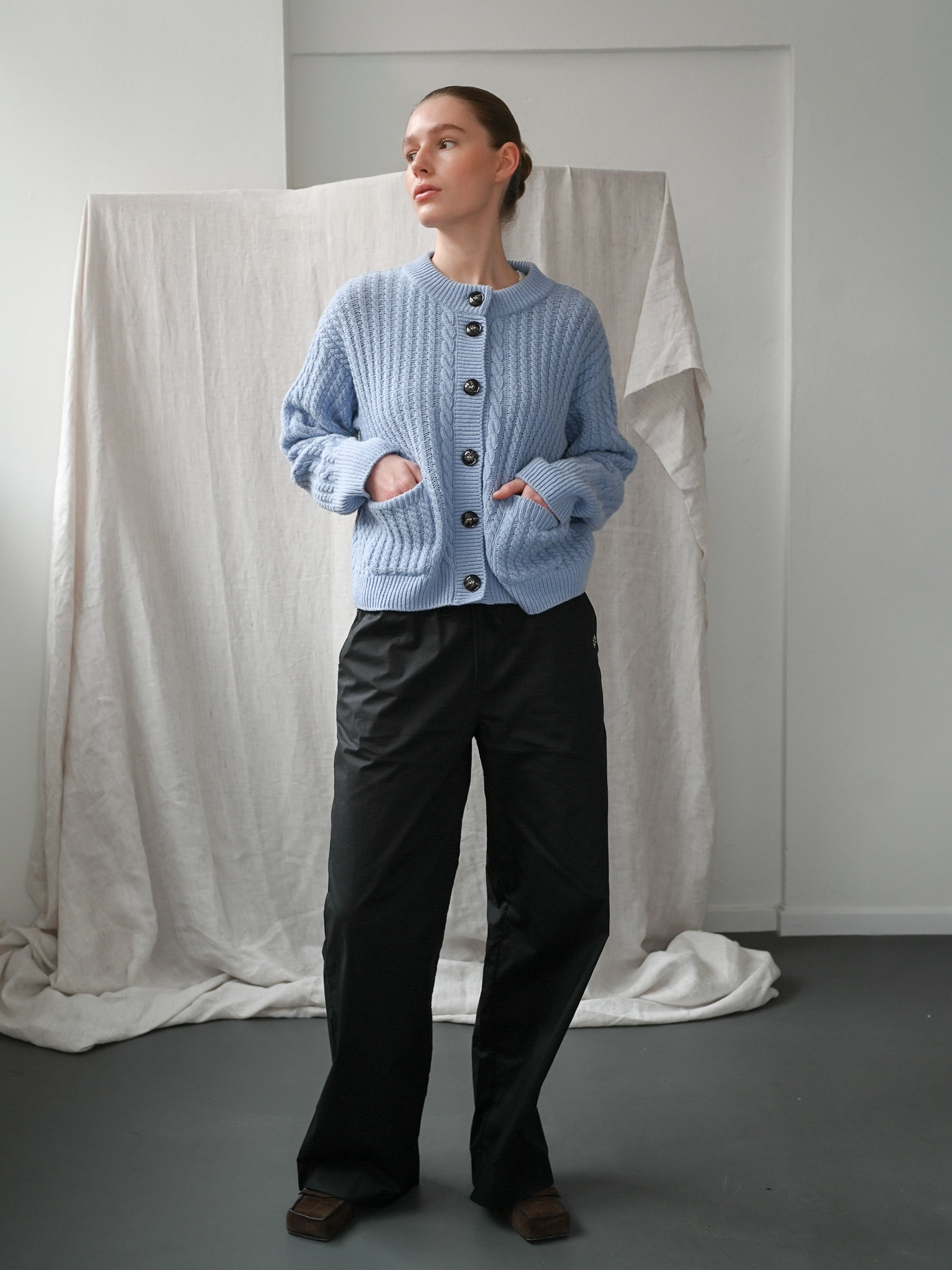 Gertrud Cable Cardigan Light Blue