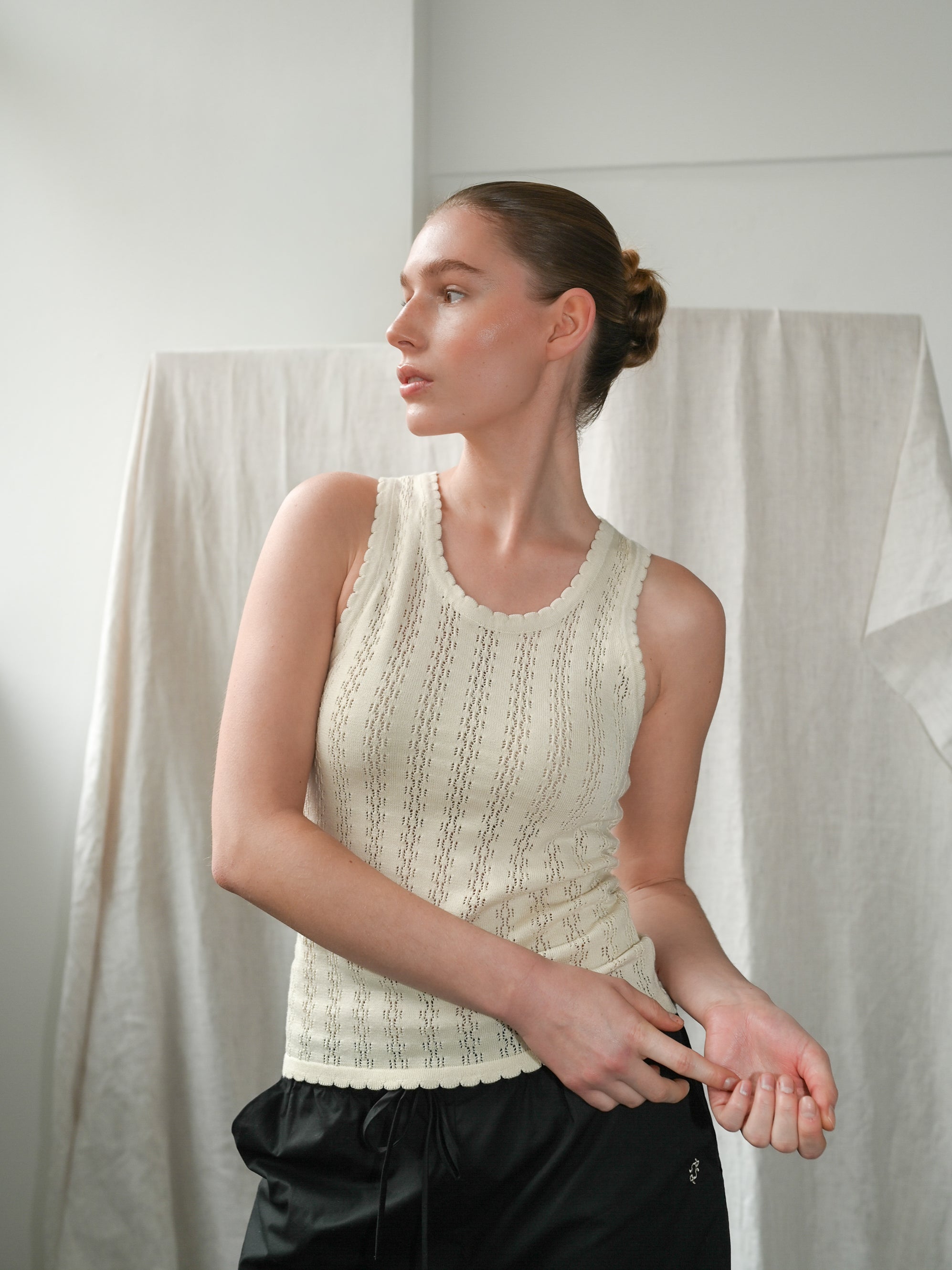 Nellie Knit Ecru Tank Top