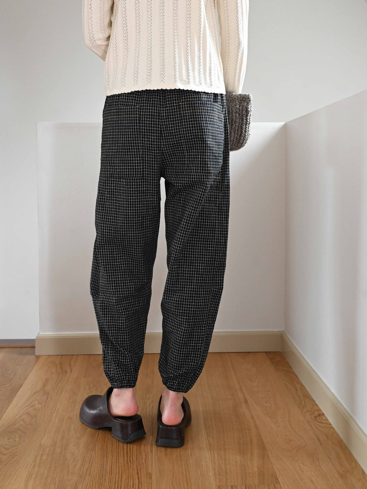 Alpha Linen Trousers・Checked Black