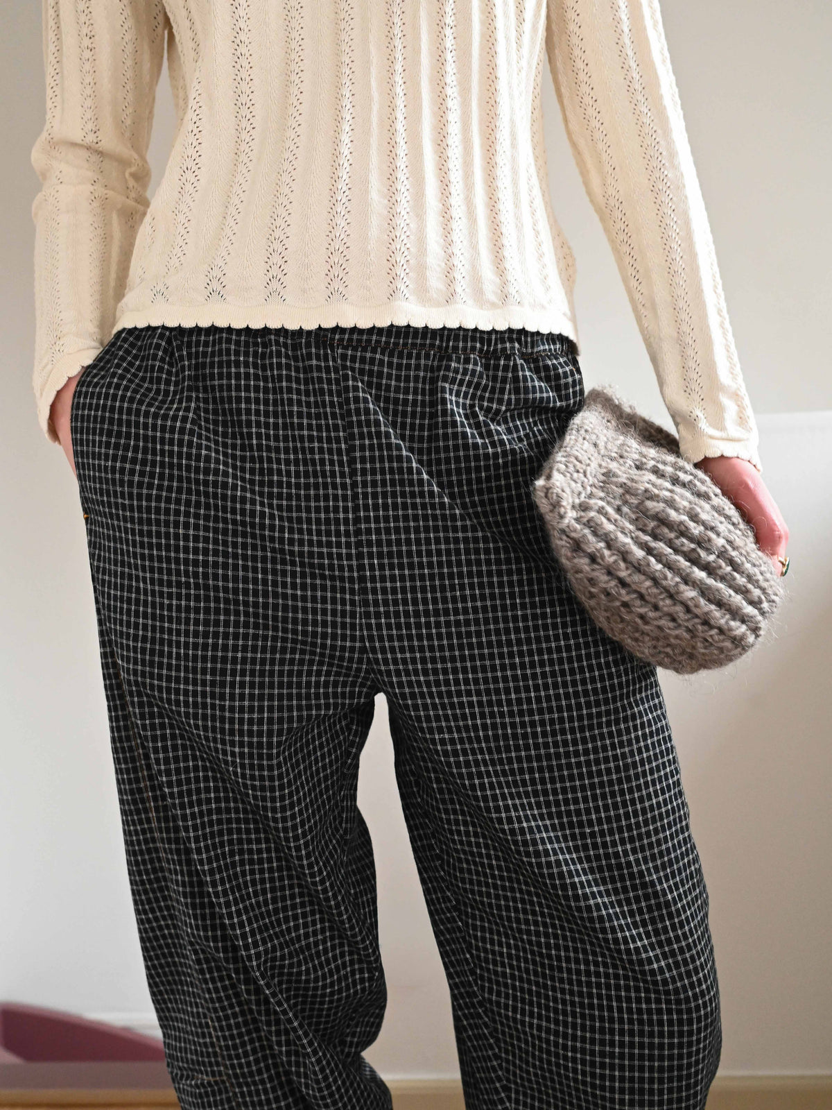 Alpha Linen Trousers・Checked Black