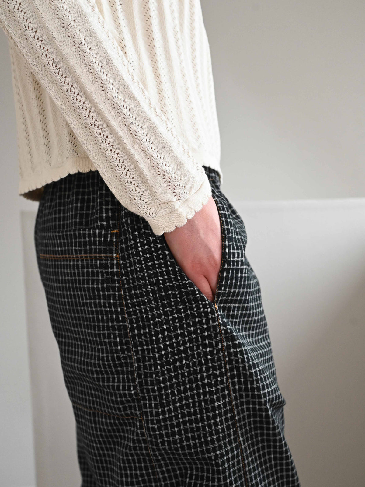 Alpha Linen Trousers・Checked Black