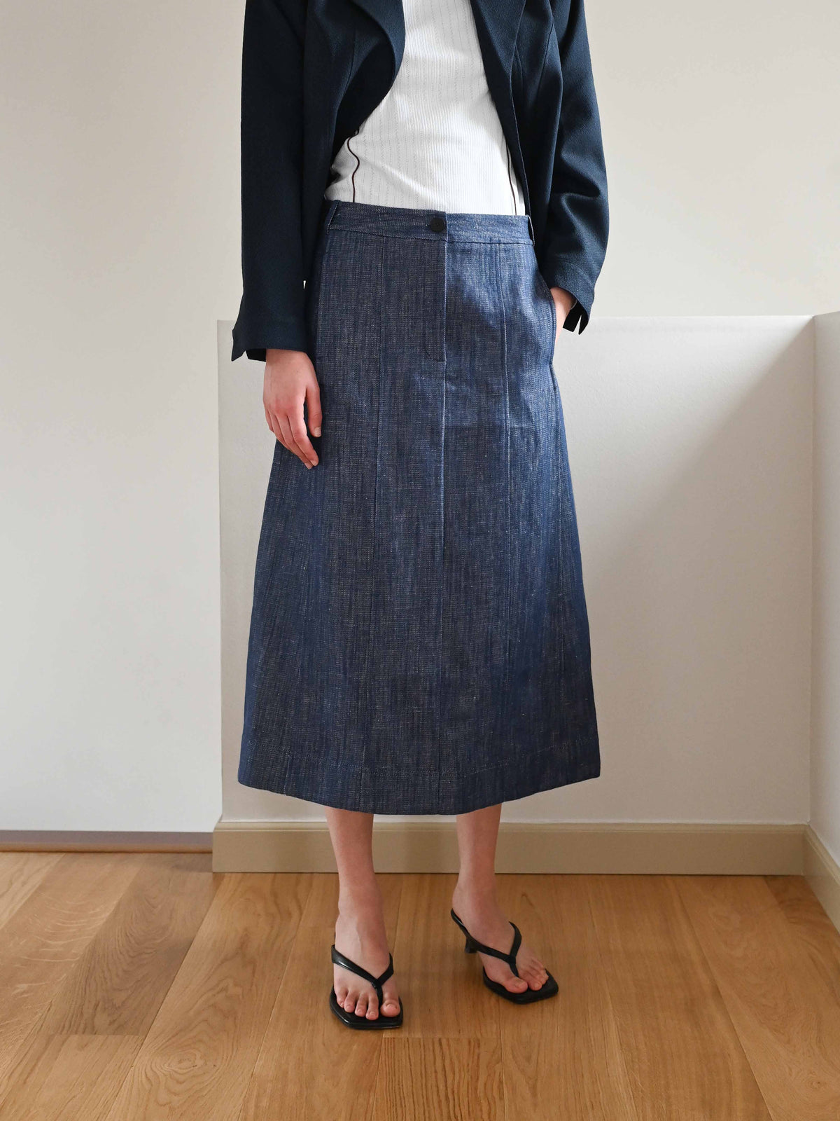 Elna Linen Denim Skirt・Blue