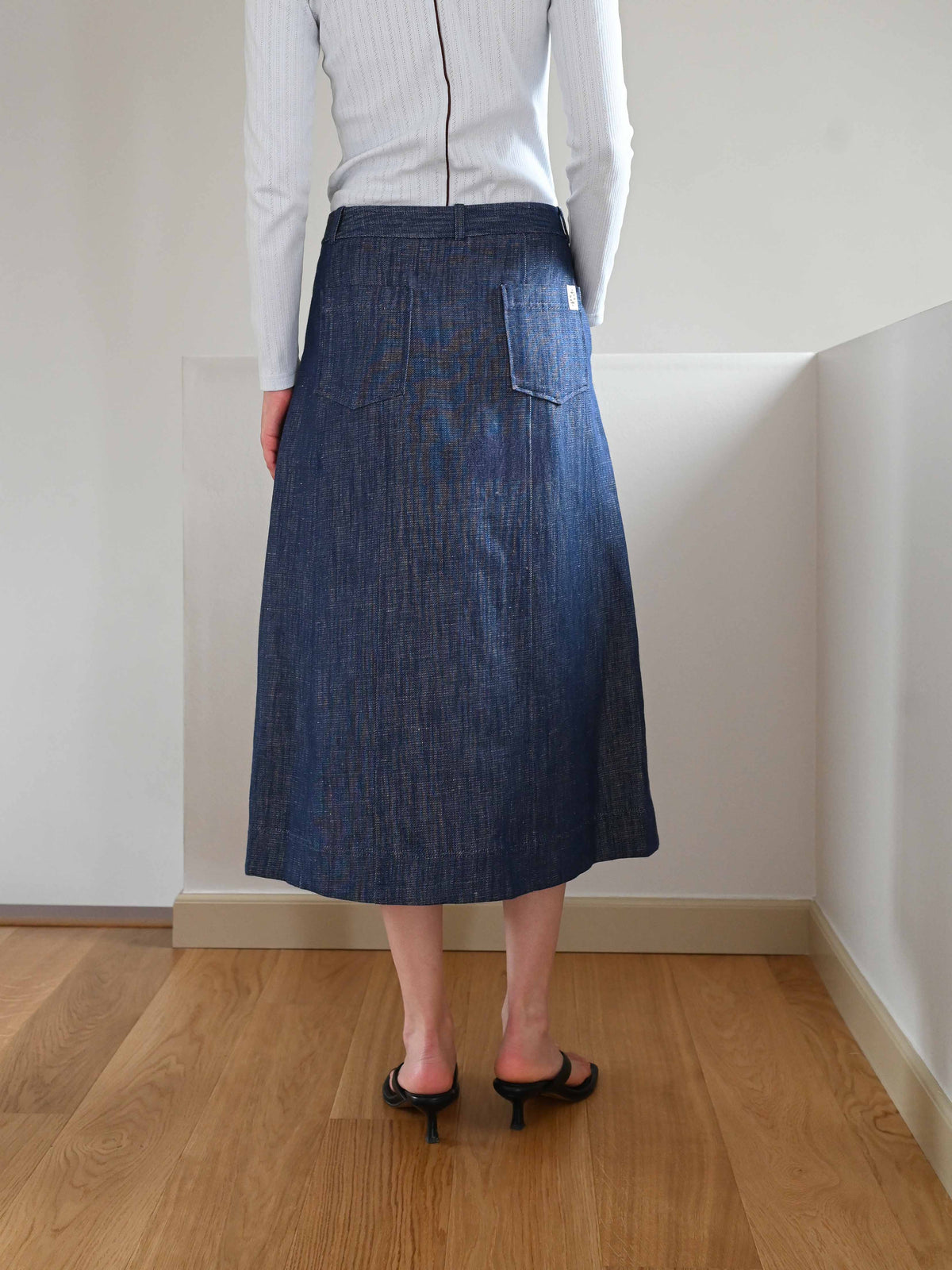 Elna Linen Denim Skirt・Blue