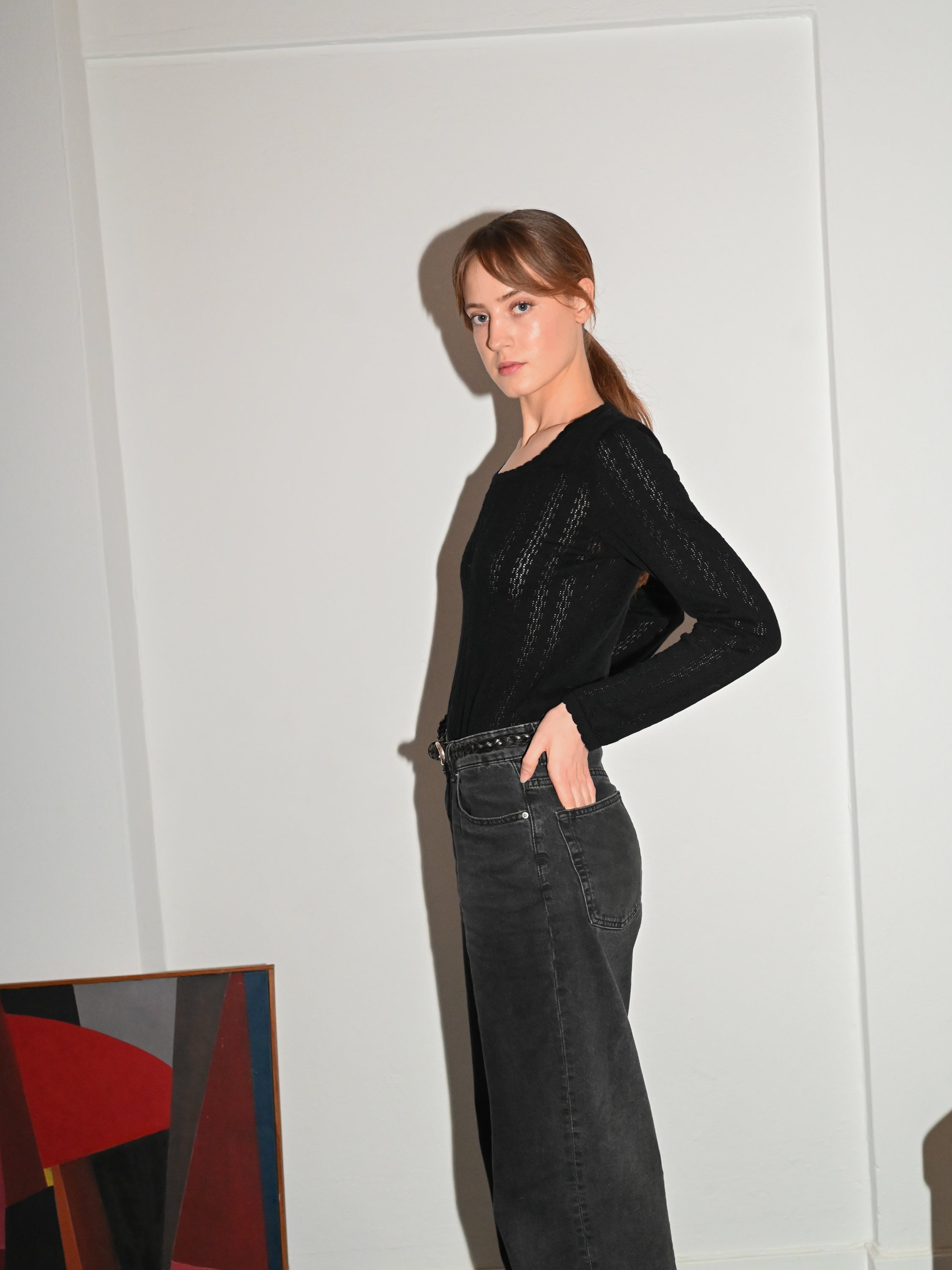 Nellie Knit Black LS Blouse