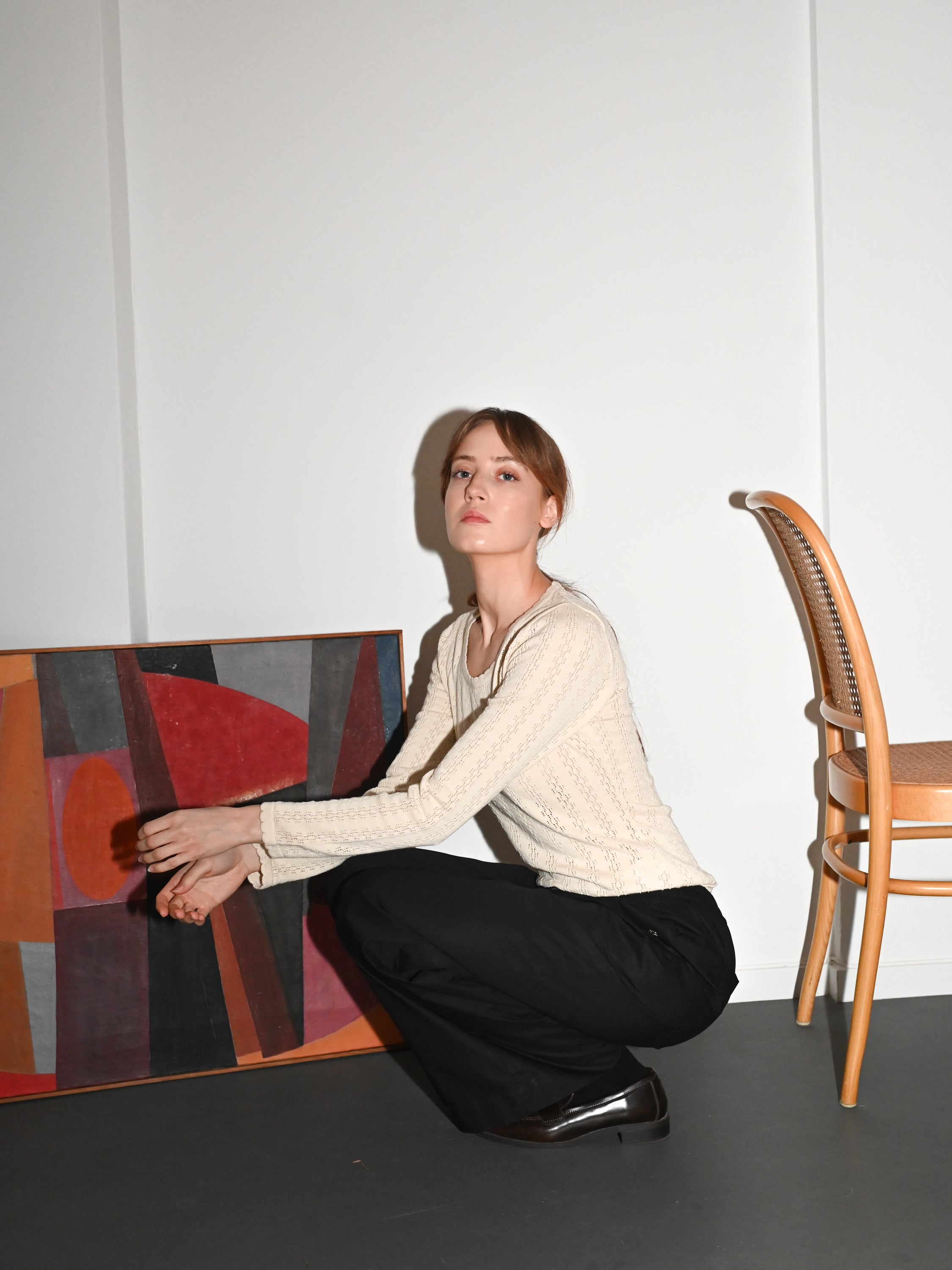 Nellie Knit Ecru LS Blouse