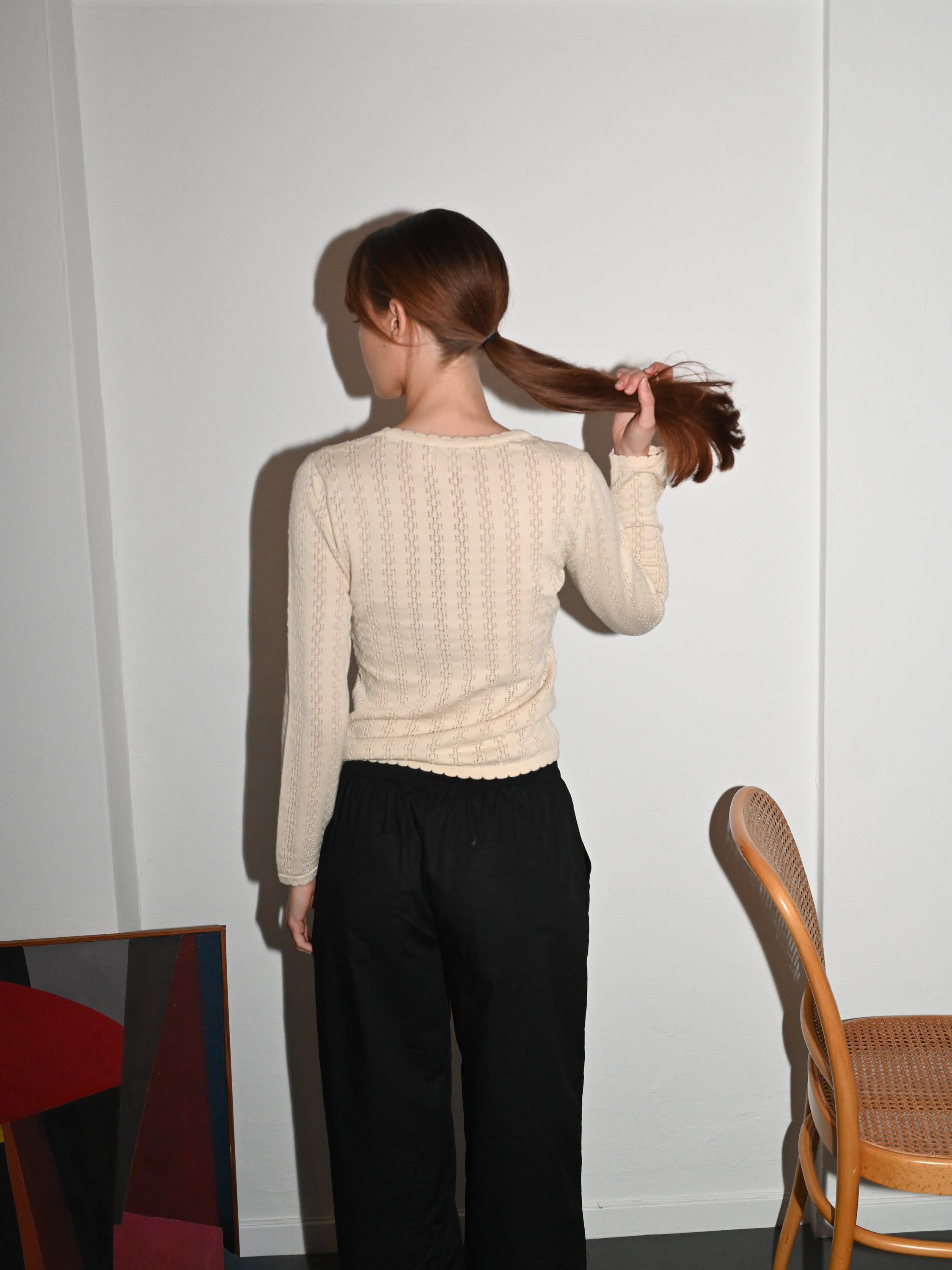 Nellie Knit Ecru LS Blouse