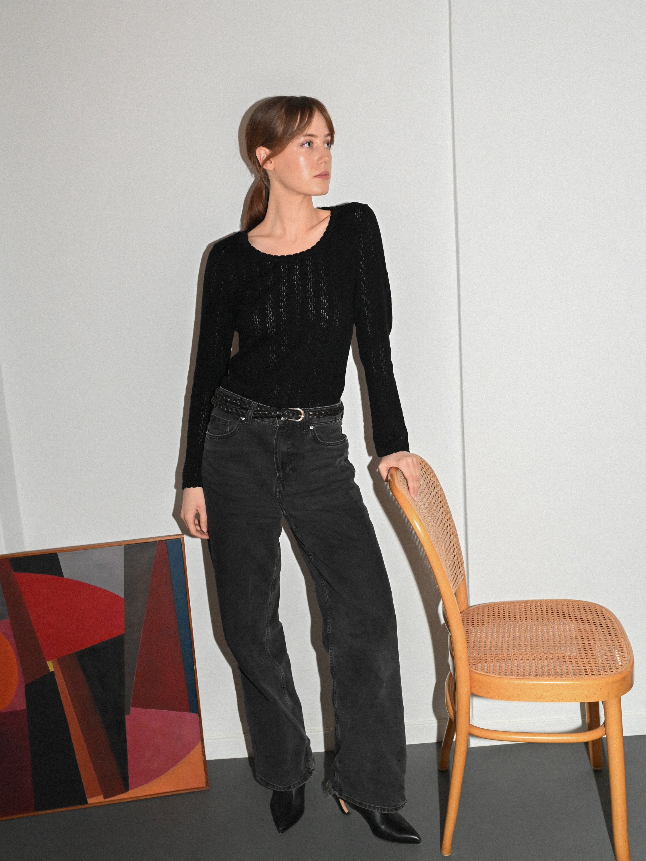 Nellie Knit Black LS Blouse